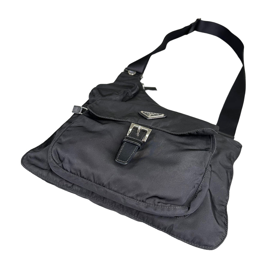 PRADA BLACK NYLON UTILITY CROSSBODY BAG Top Floor Gallery