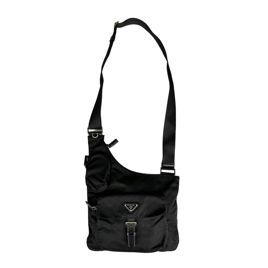PRADA BLACK NYLON UTILITY CROSSBODY BAG Top Floor Gallery
