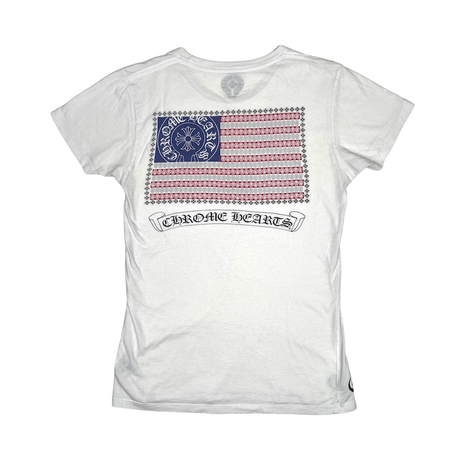 CHROME HEARTS USA FLAG BACK PRINT TEE WHITE – Top Floor Gallery