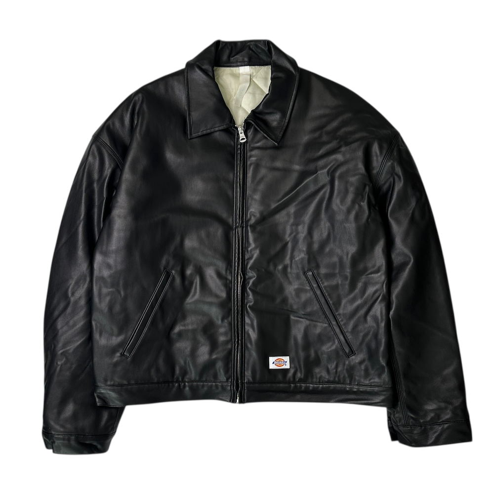SHINYA KOZUKA X DICKIES FAUX LEATHER TRUCKER JACKET – Top Floor SHINYA KOZUKA X DICKIES FAUX LEATHER TRUCKER JACKET – Top Floor