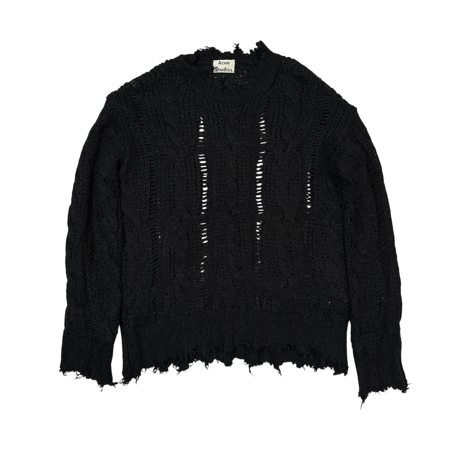 ACNE STUDIOS DISTRESSED KNIT SWEATER - BLACK – Top Floor Gallery