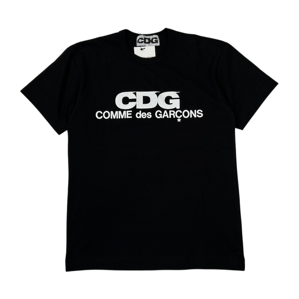 NEW) COMME DES GARCONS LOGO T-SHIRT - BLACK – Top Floor Gallery