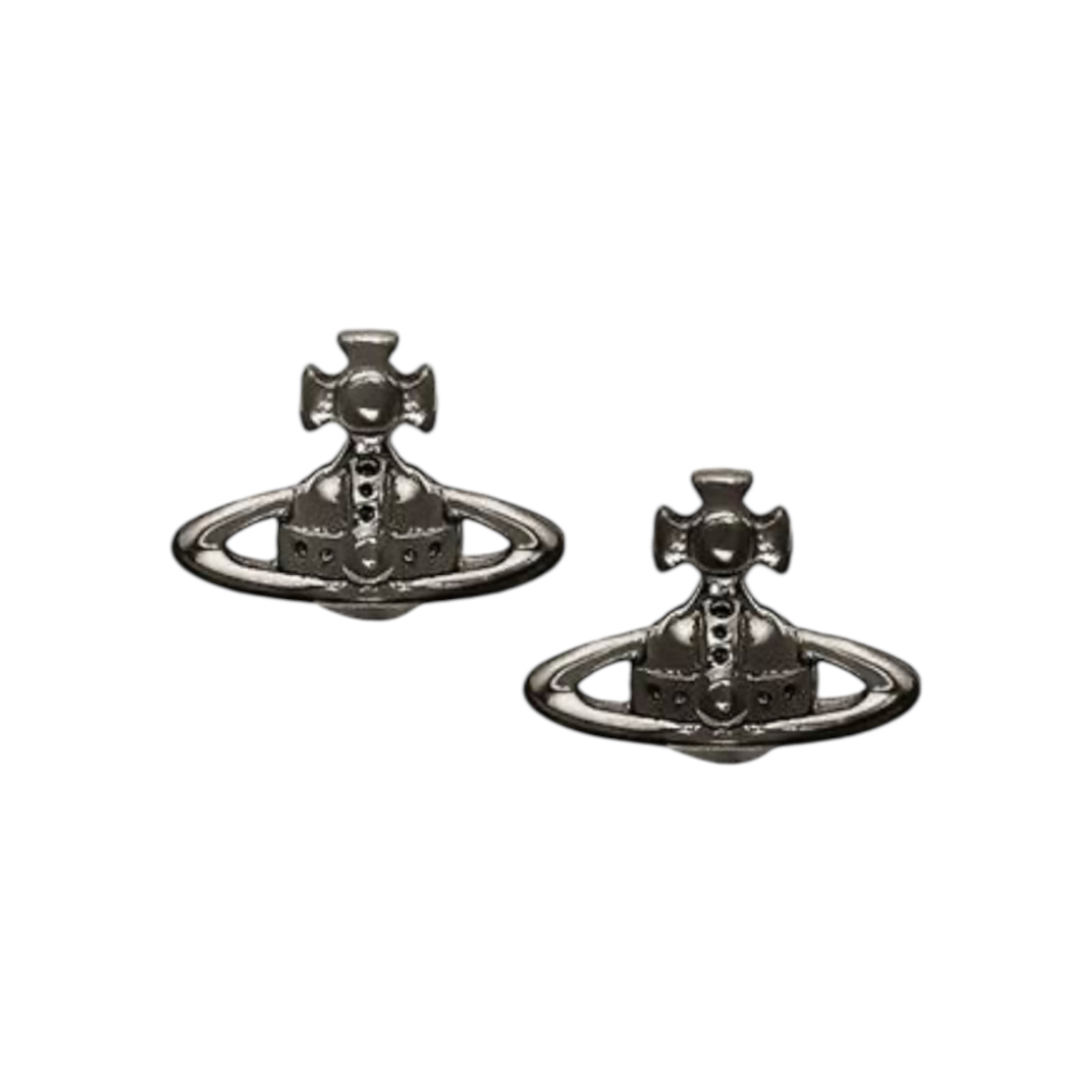 (NEW) VIVIENNE WESTWOOD LORELI STUD EARRINGS - RUTHENIUM (BRASS)