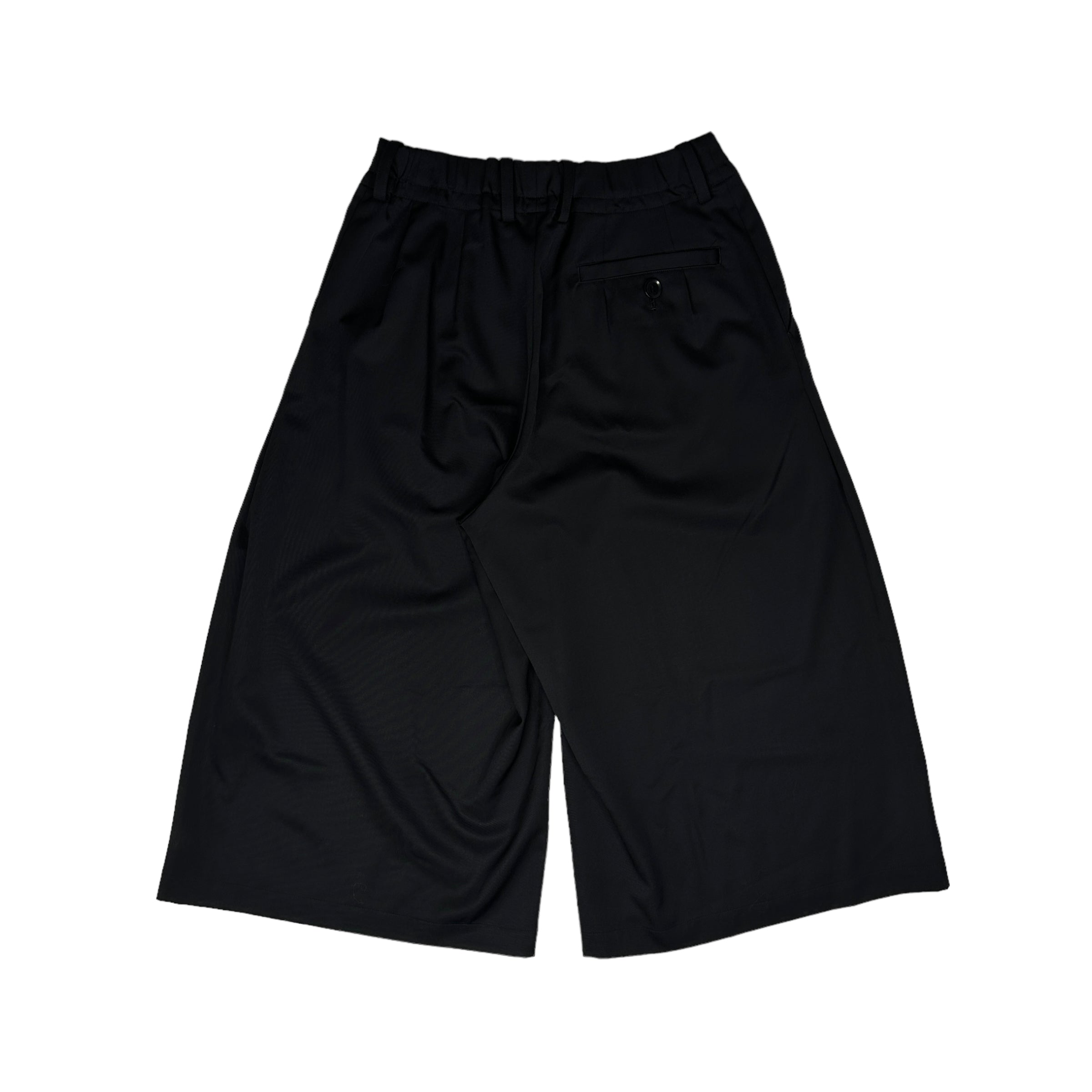 Y'S YOHJI YAMAMOTO WOOLLEN LONG SHORTS - BLACK