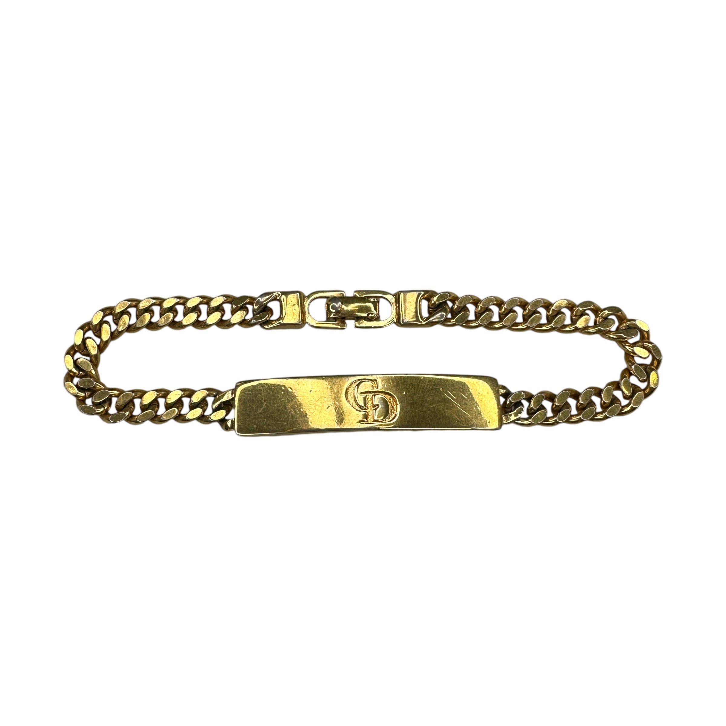 DIOR ENGRAVED PLATE BRACELET - GOLD