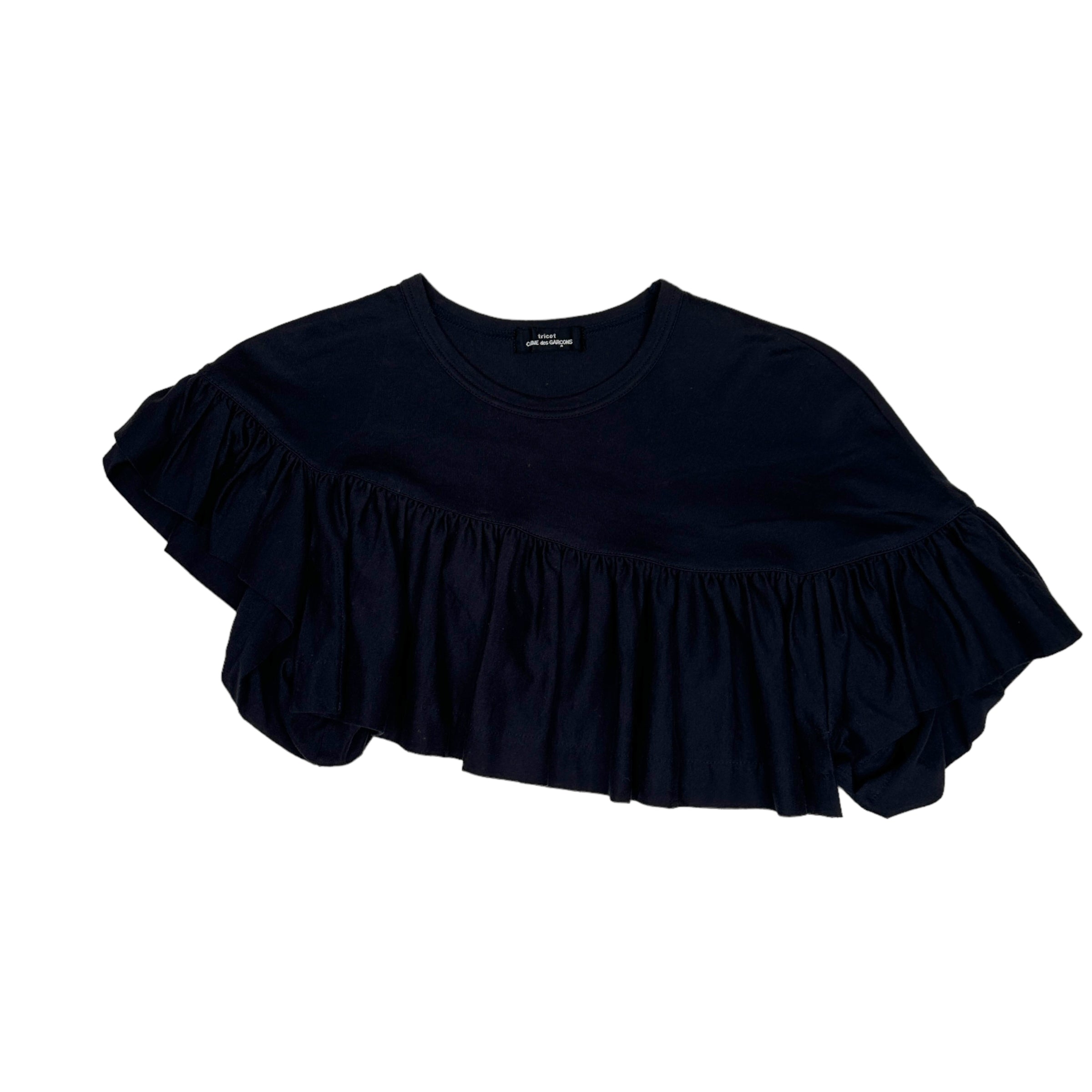 COMME DES GARÇONS TRICOT ASYMMETRICAL FRILL CROPPED TEE (WOMENS)