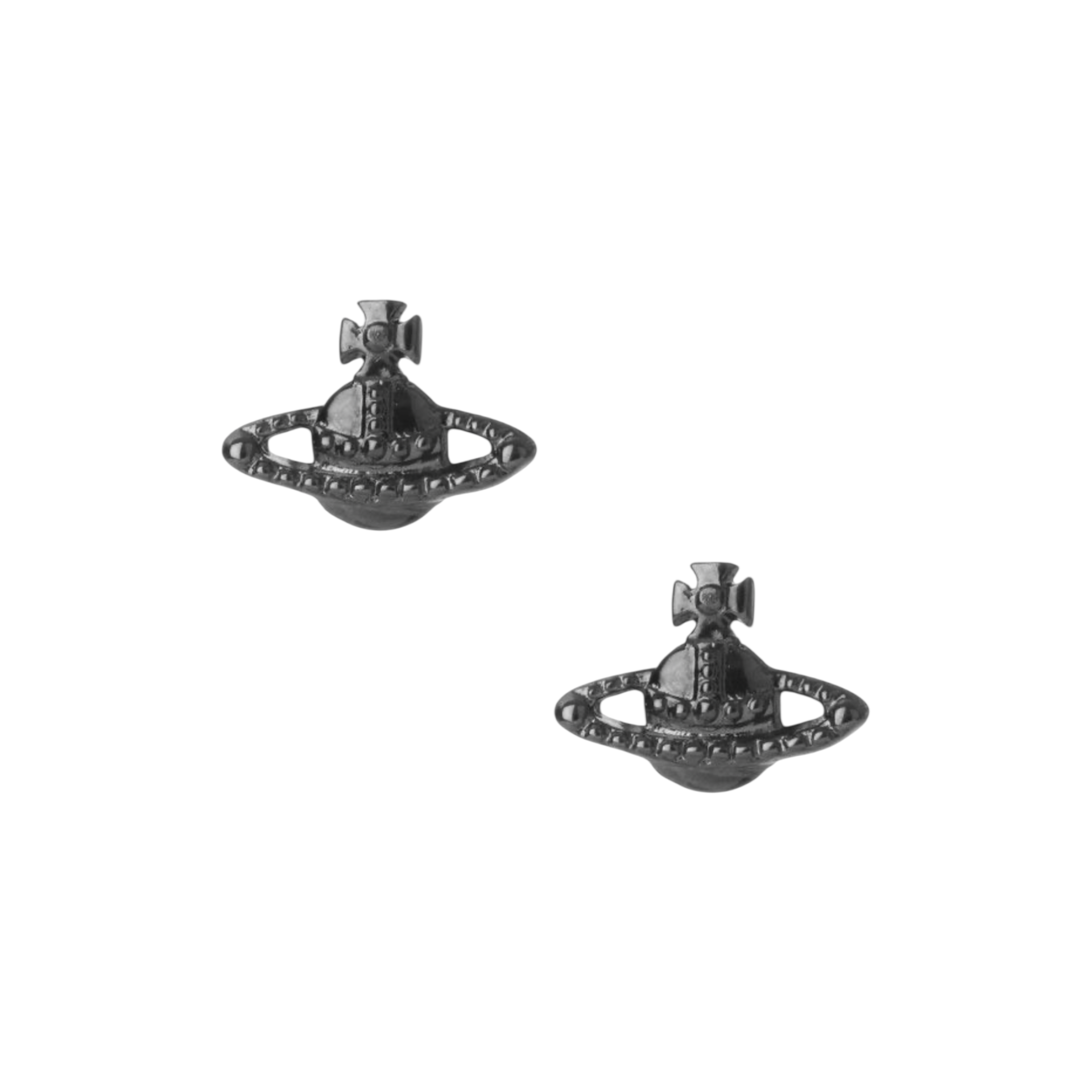 (NEW) VIVIENNE WESTWOOD FARAH STUD EARRINGS - RUTHENIUM (BRASS)