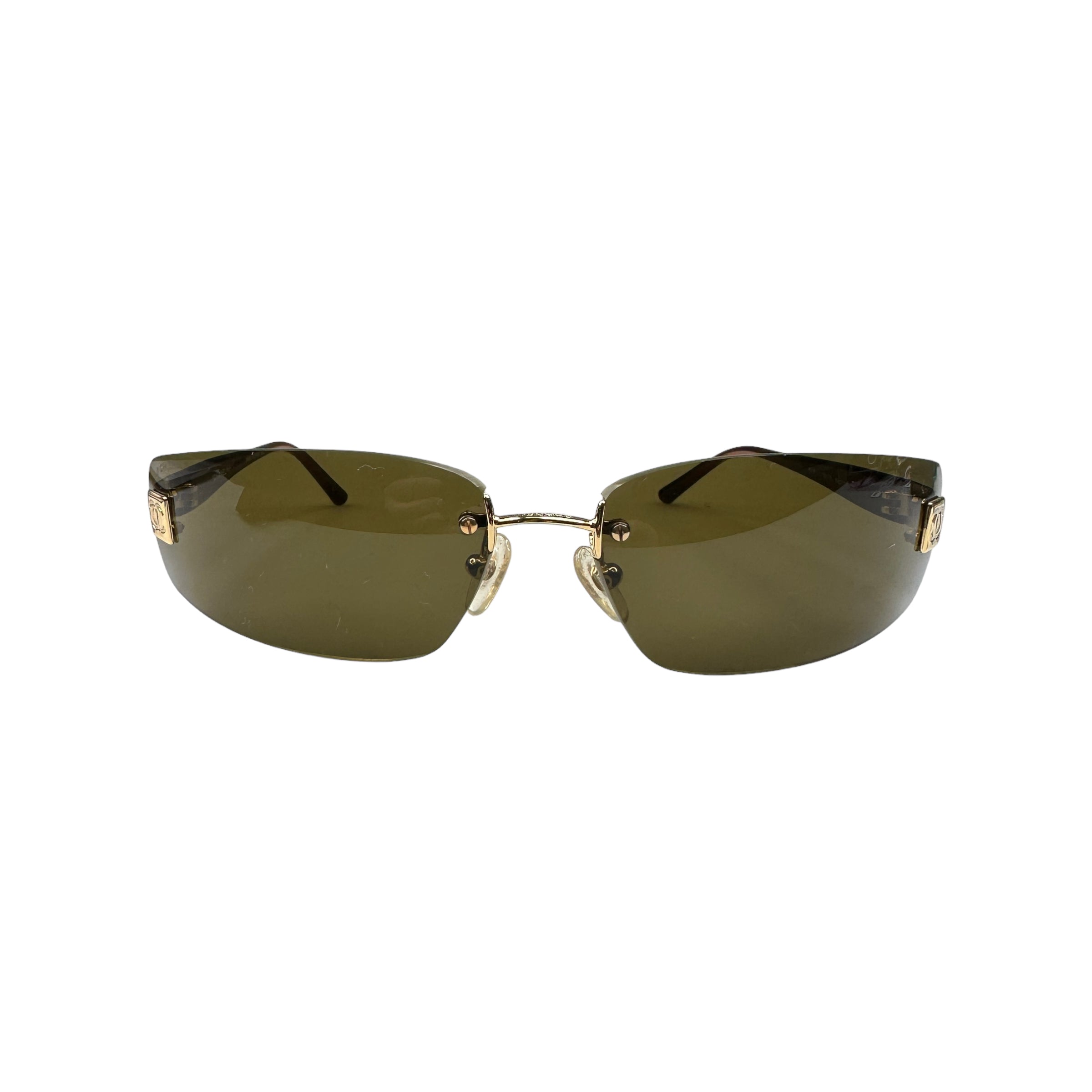 CHANEL C.139/73 RIMLESS SUNGLASSES - GOLD / BROWN