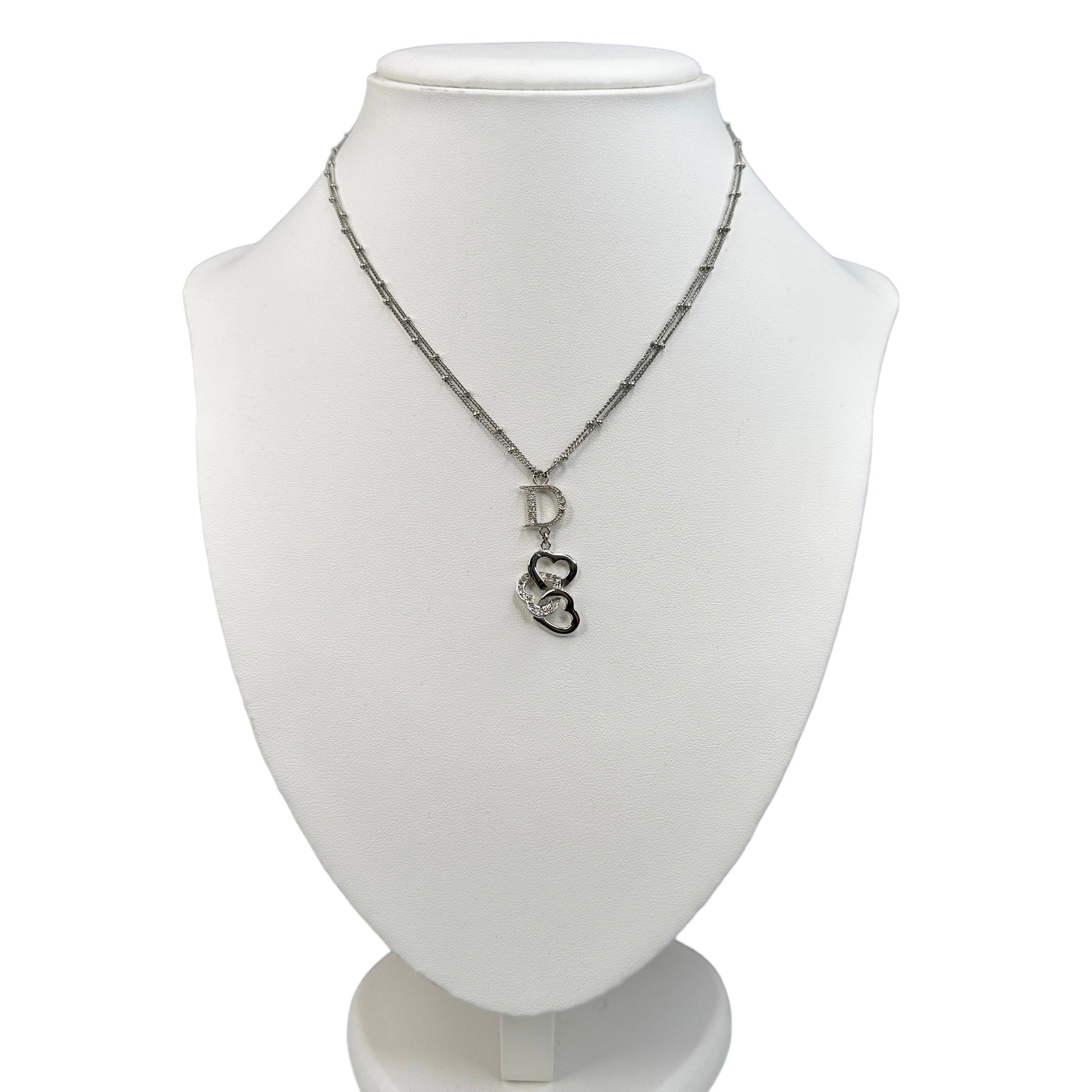 DIOR DOUBLE CHAIN INTERLOCKING HEARTS NECKLACE