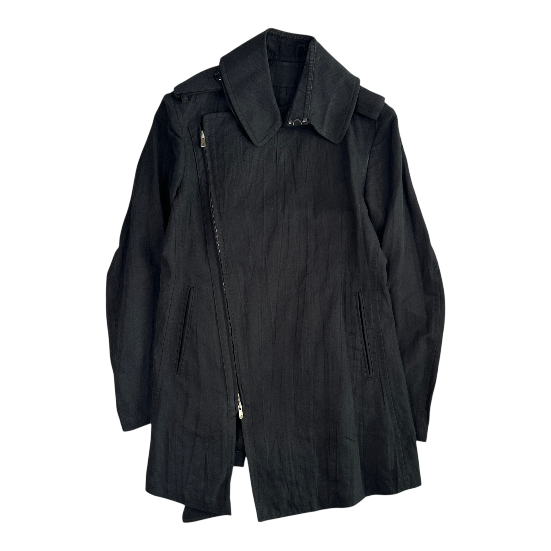 (2) Y'S YOHJI YAMAMOTO AYSMMETRIC FISHTAIL JACKET - BLACK