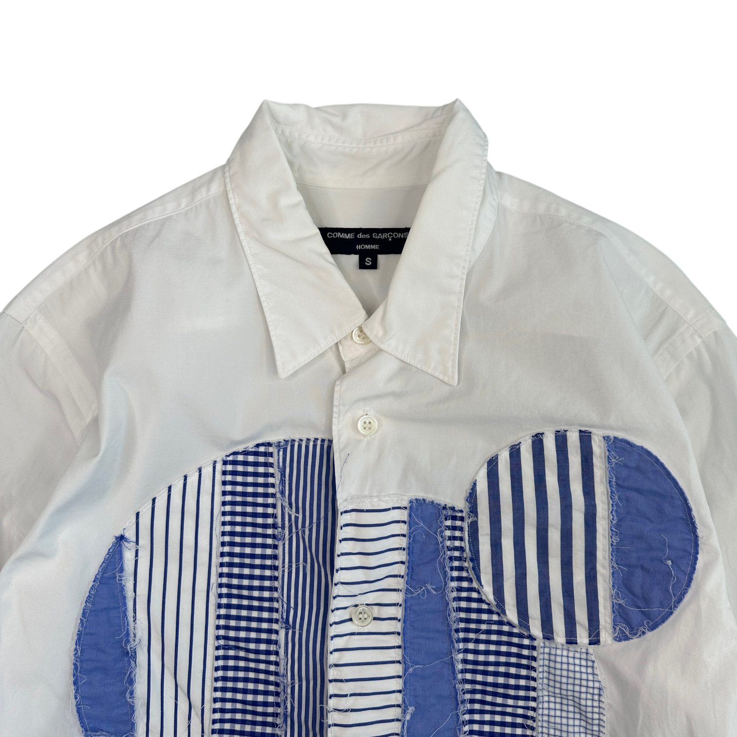 (S) COMME DES GARCONS HOMME LONG SLEEVE SHIRT - WHITE/BLUE