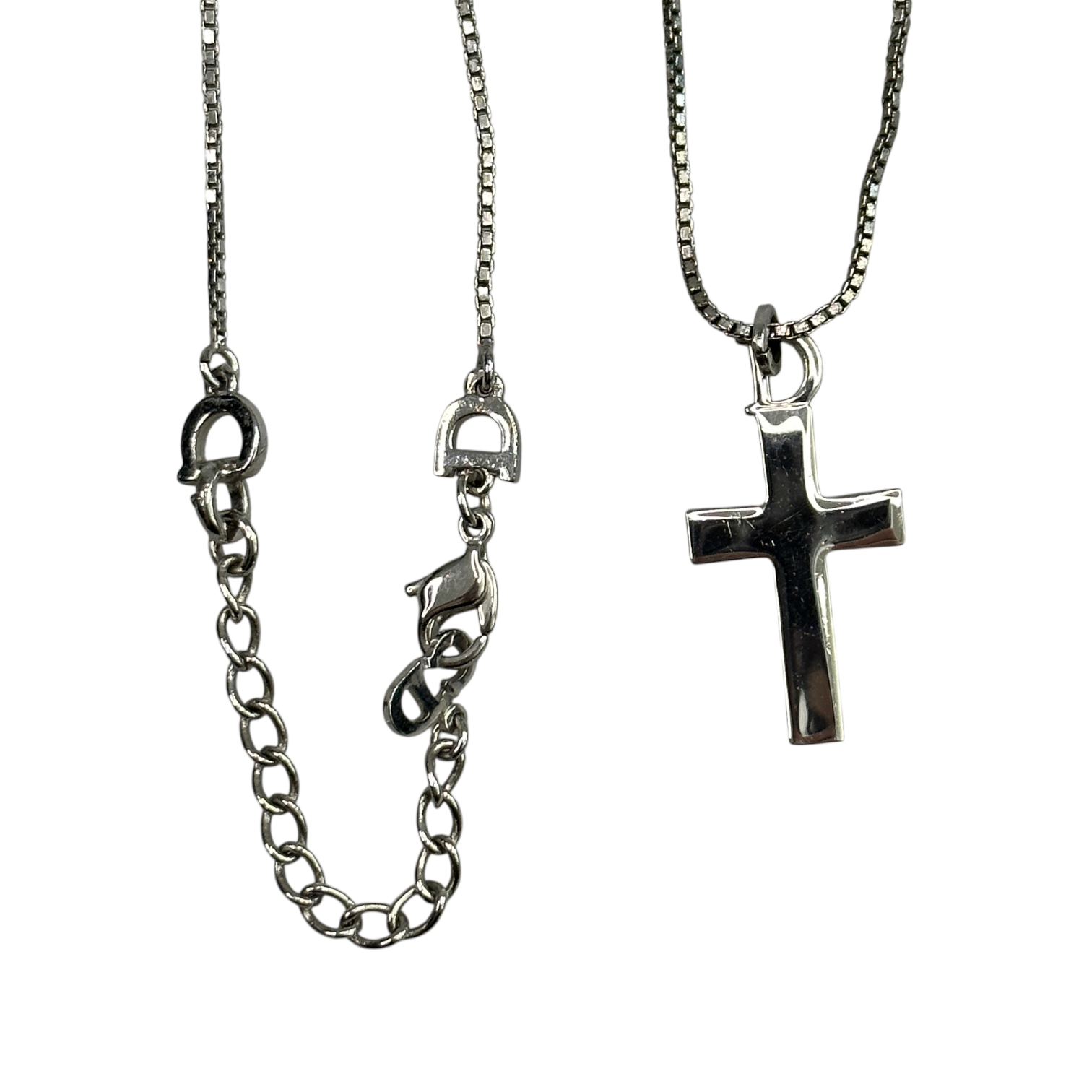 DIOR CRUCIFIX PENDANT NECKLACE - SILVER PLATED