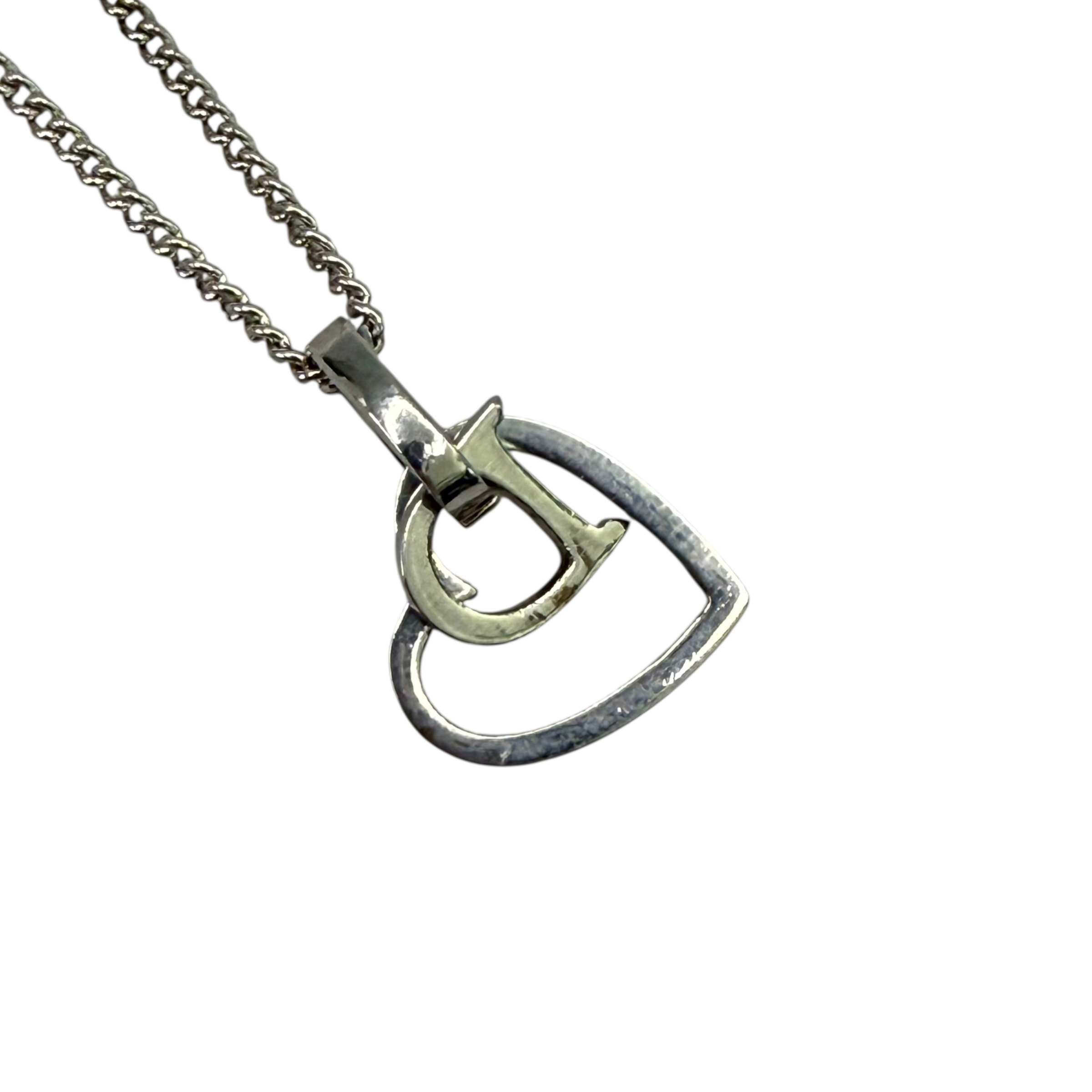 DIOR HEART & D CHARM NECKLACE - SILVER PLATED