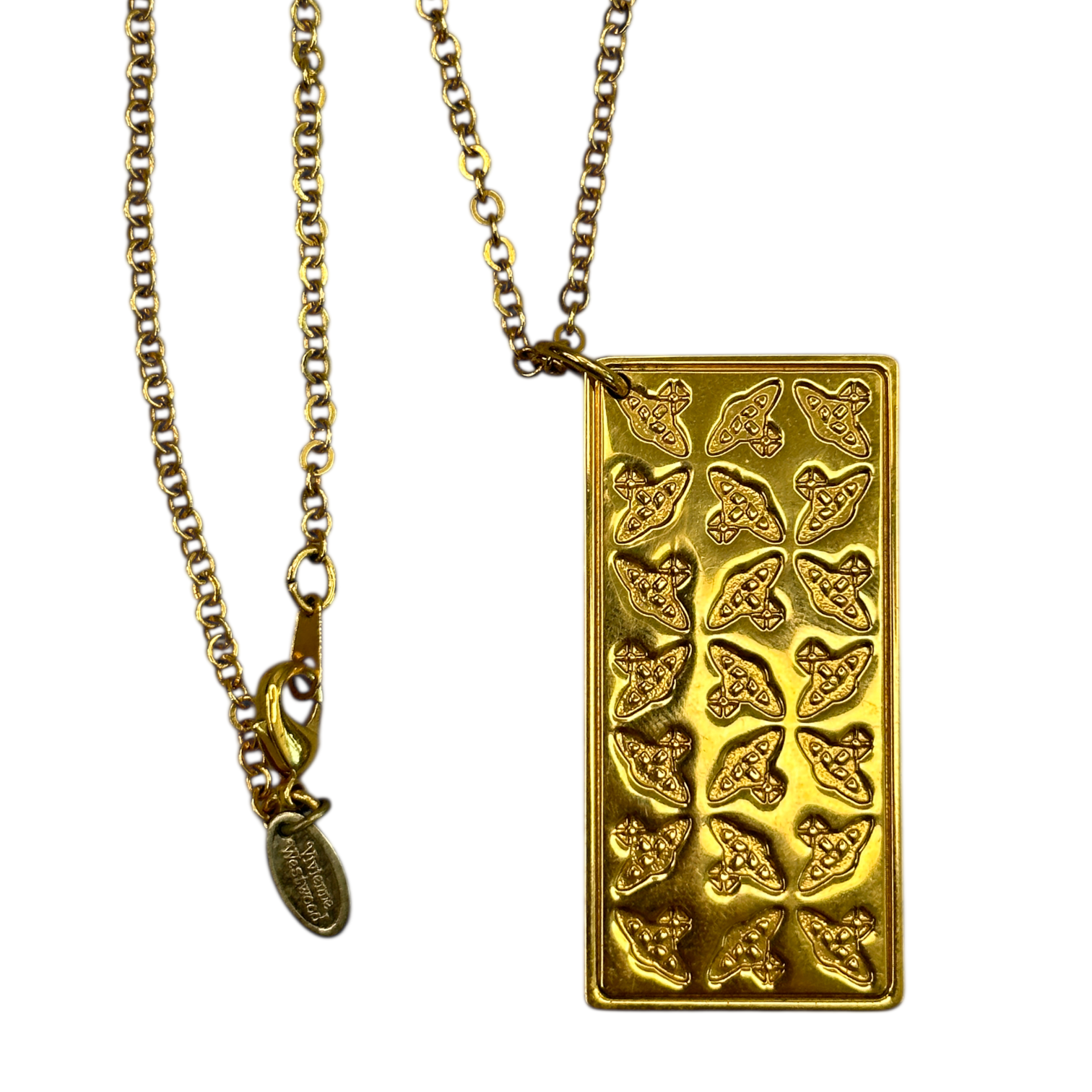 VIVIENNE WESTWOOD DOUBLE-SIDED TAG NECKLACE - GOLD PLATED