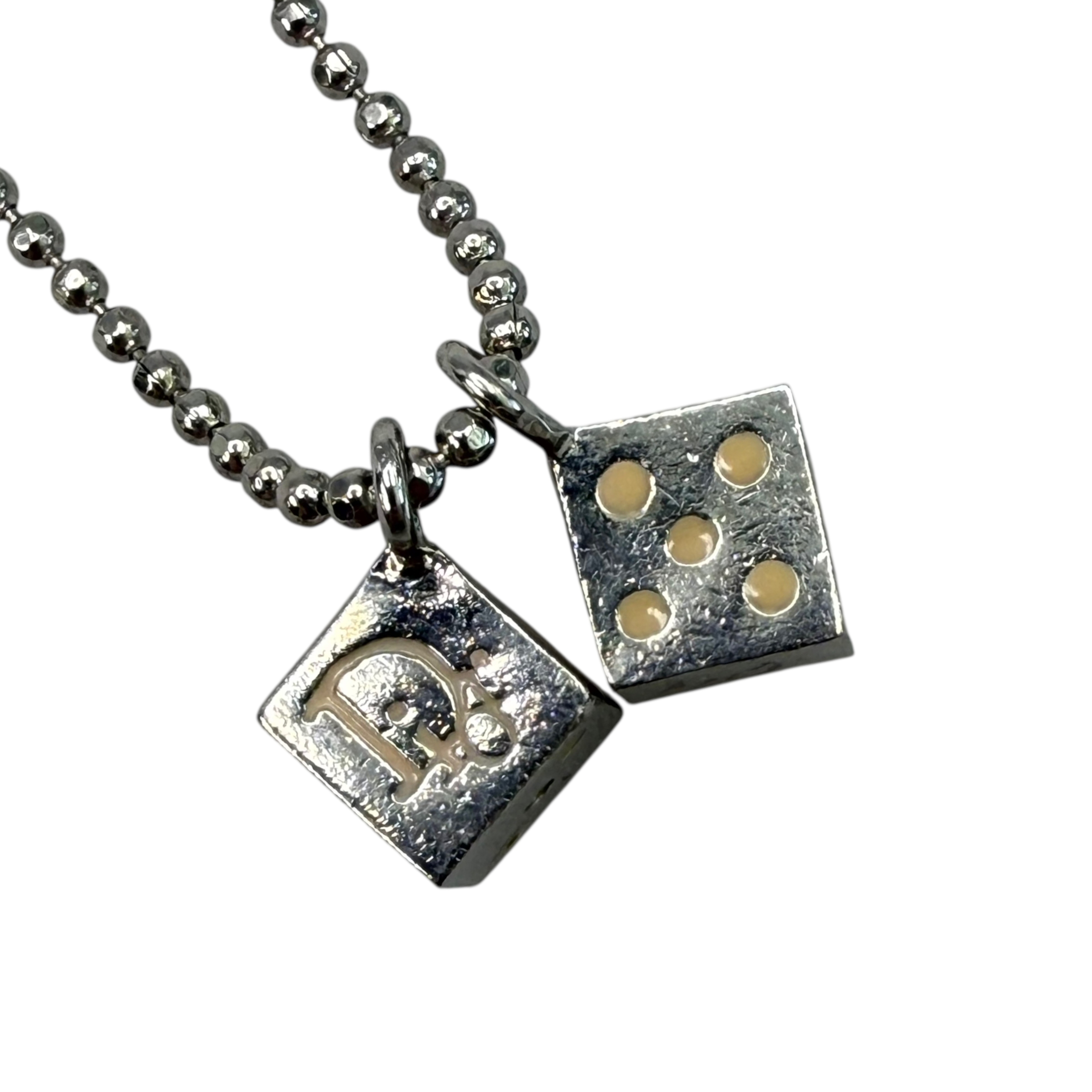 DIOR DICE CHARMS NECKLACE - SILVER PLATED