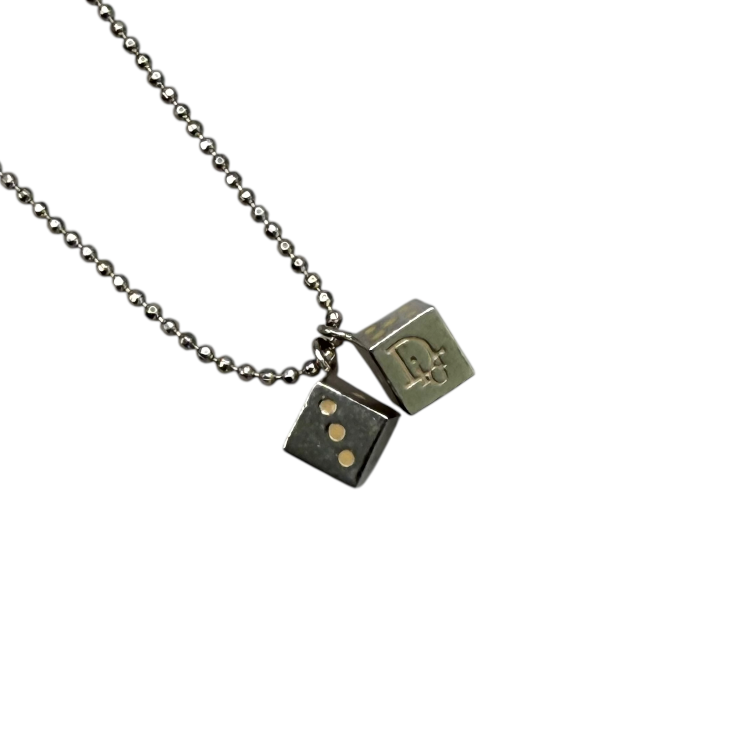 DIOR DICE CHARMS NECKLACE - SILVER PLATED
