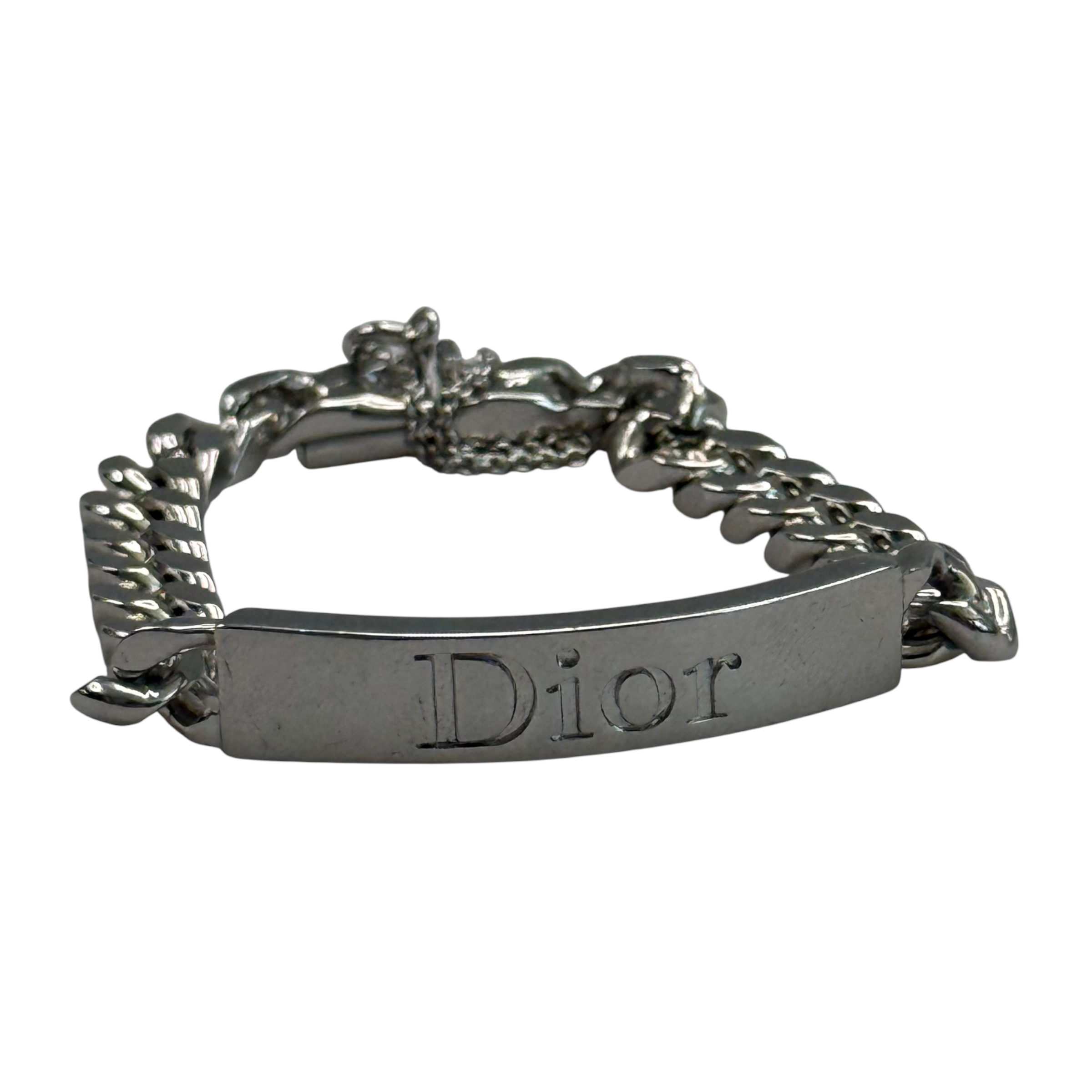 DIOR SPELLOUT PLATE BRACELET - SILVER PLATED