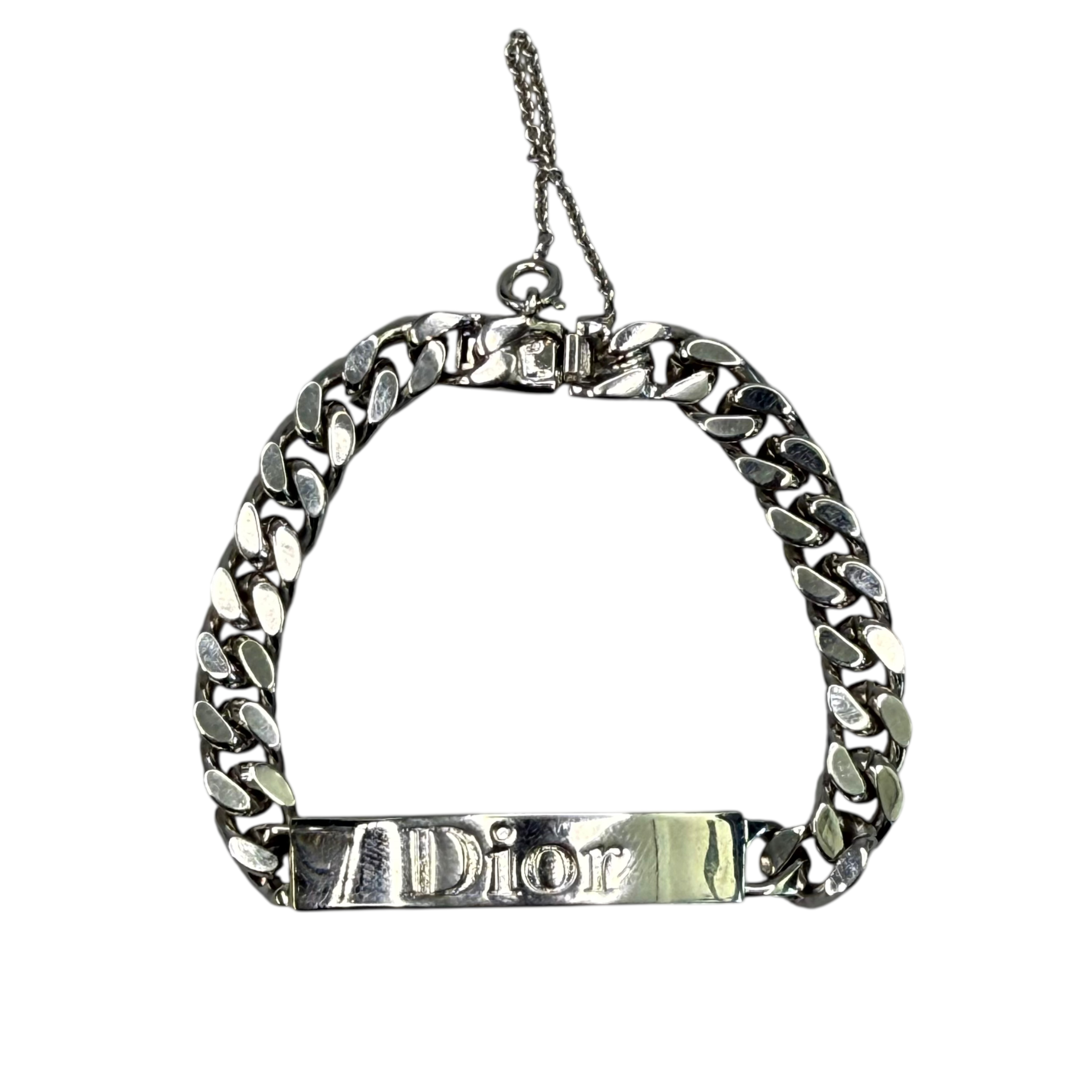 DIOR SPELLOUT PLATE BRACELET - SILVER PLATED