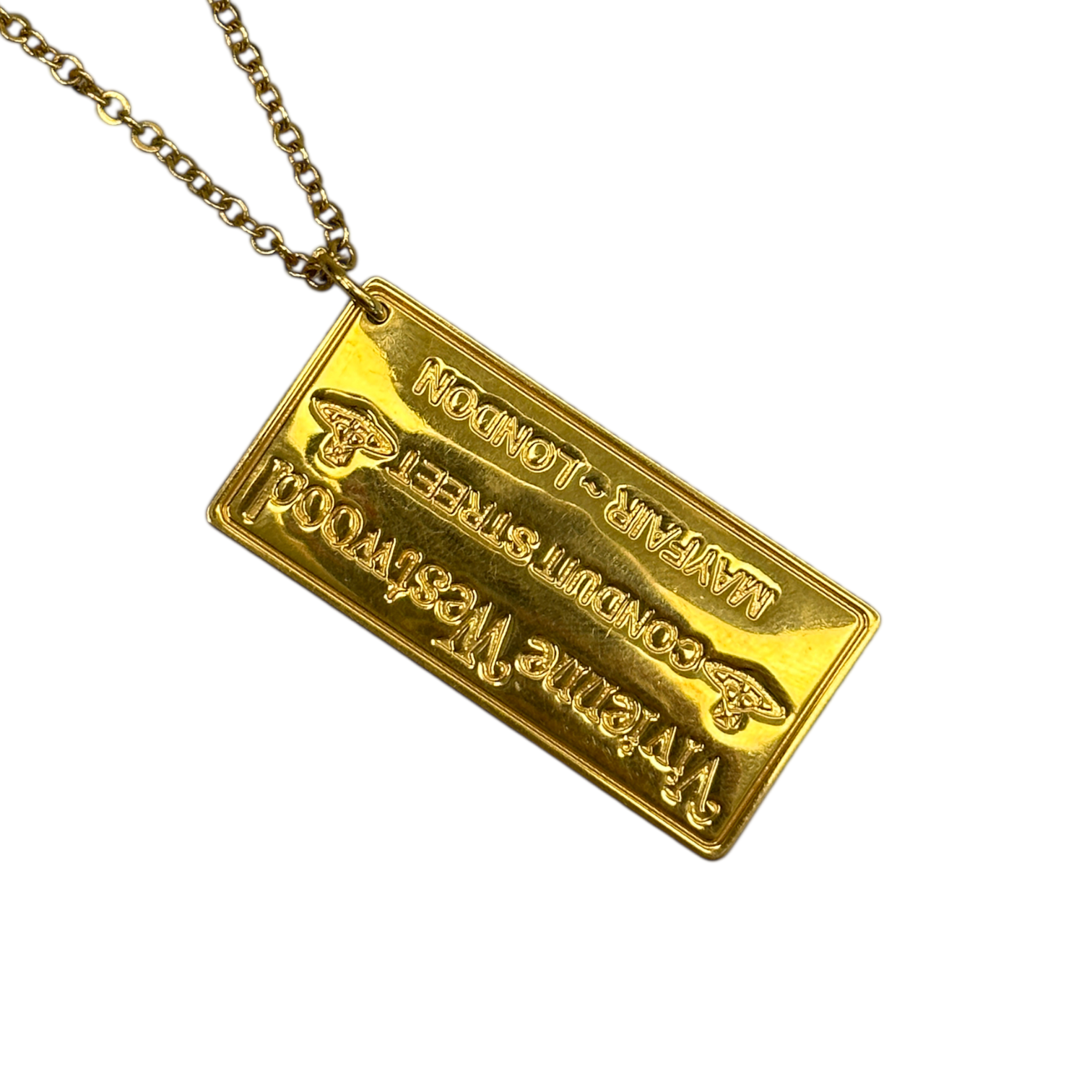 VIVIENNE WESTWOOD DOUBLE-SIDED TAG NECKLACE - GOLD PLATED