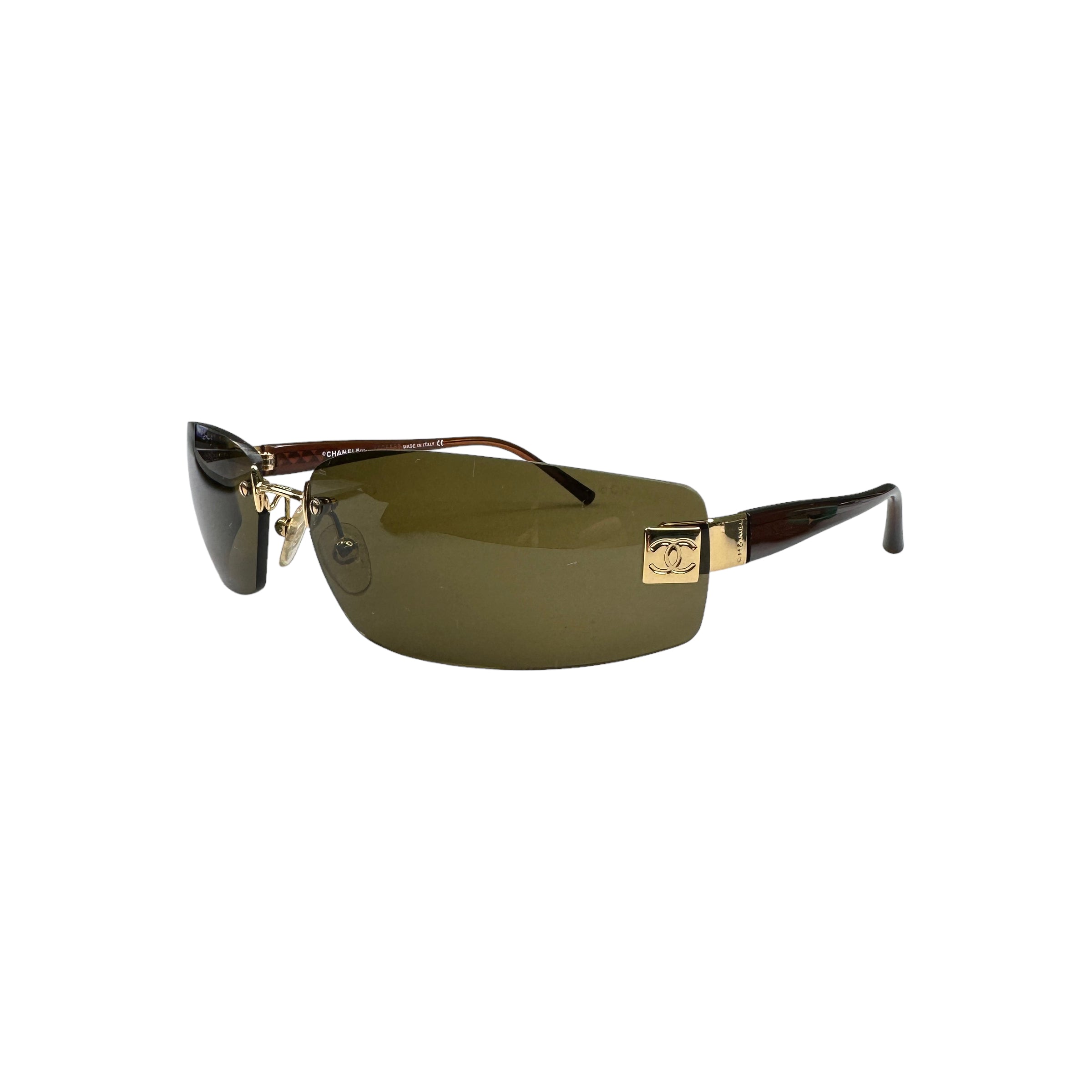 CHANEL C.139/73 RIMLESS SUNGLASSES - GOLD / BROWN