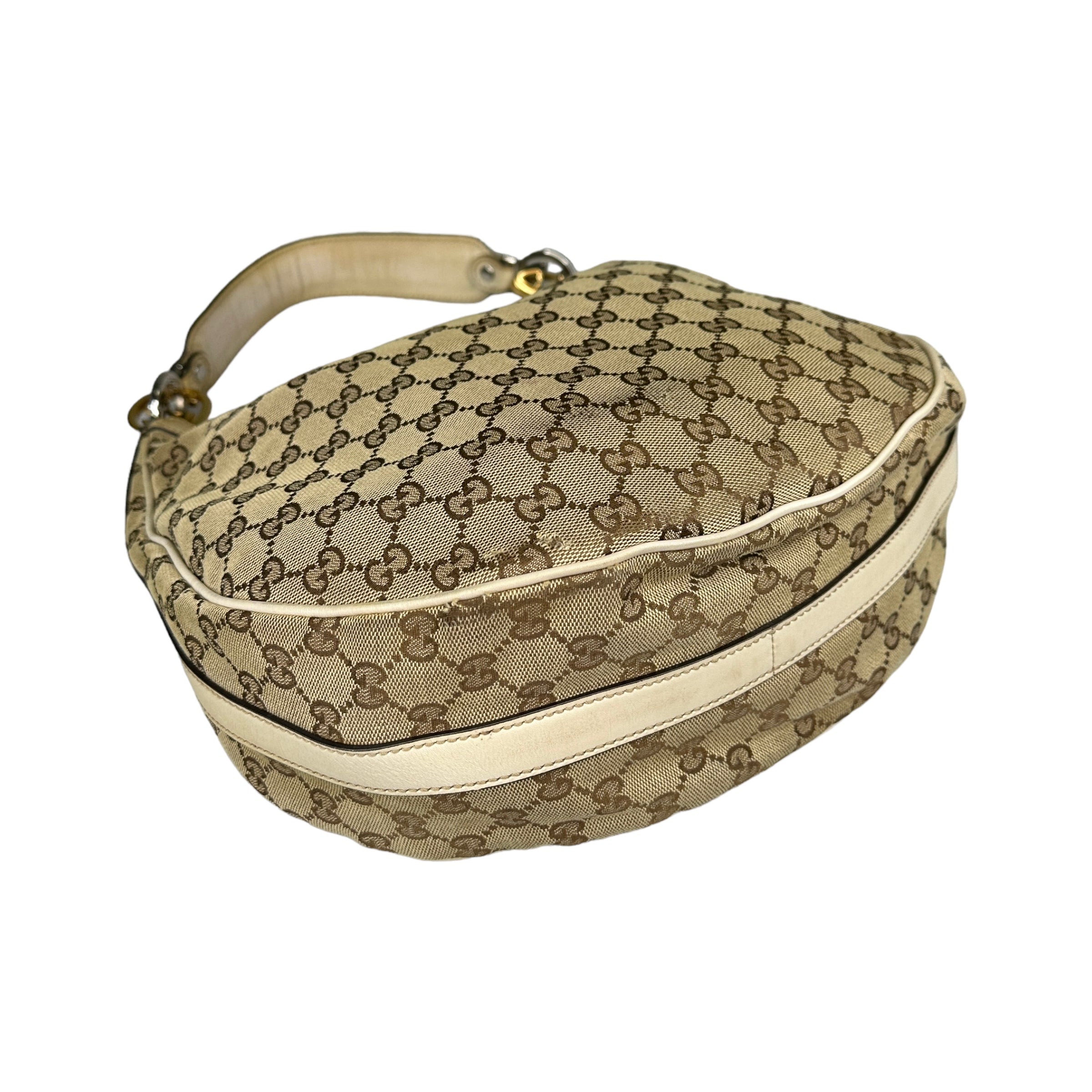 GUCCI BEIGE / CREAM GG CANVAS HOBO SHOULDER BAG