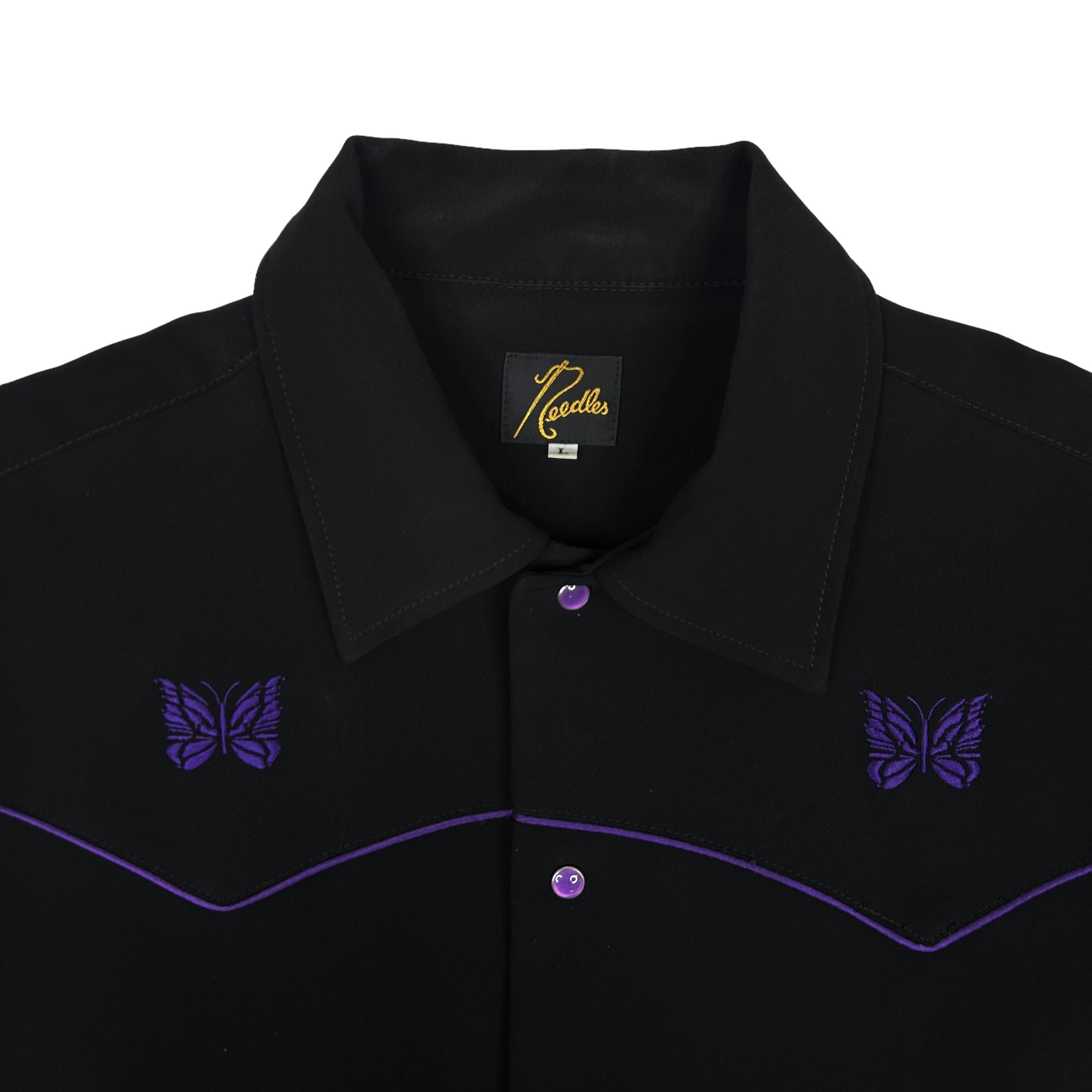 NEEDLES PIPING COWBOY JACKET - BLACK/PURPLE