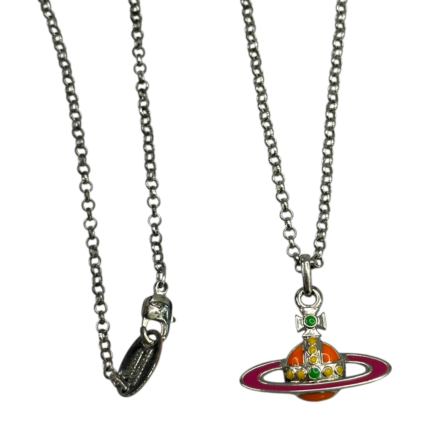 VIVIENNE WESTWOOD MAYFAIR NECKLACE (PINK/ORANGE) - SILVER PLATED