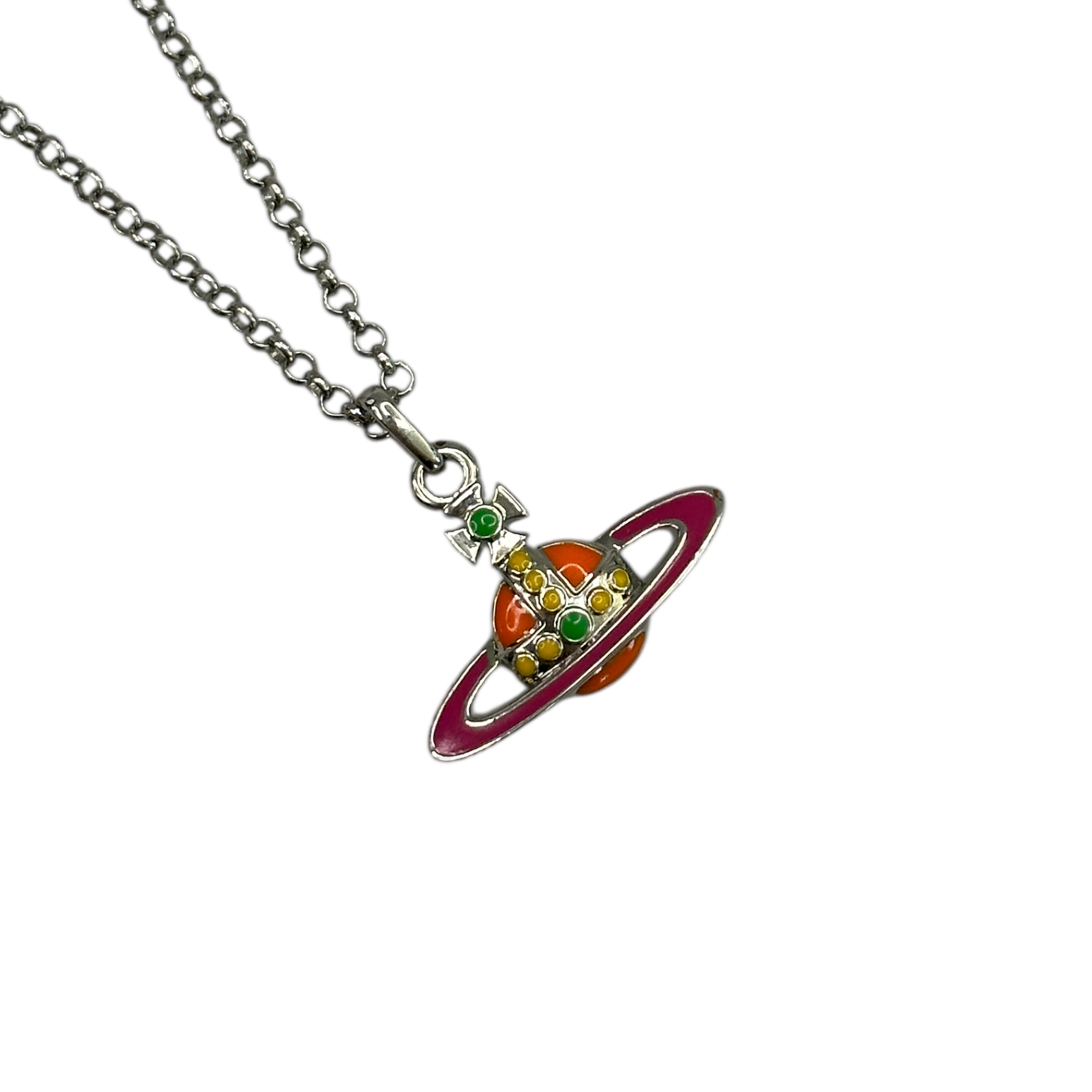 VIVIENNE WESTWOOD MAYFAIR NECKLACE (PINK/ORANGE) - SILVER PLATED