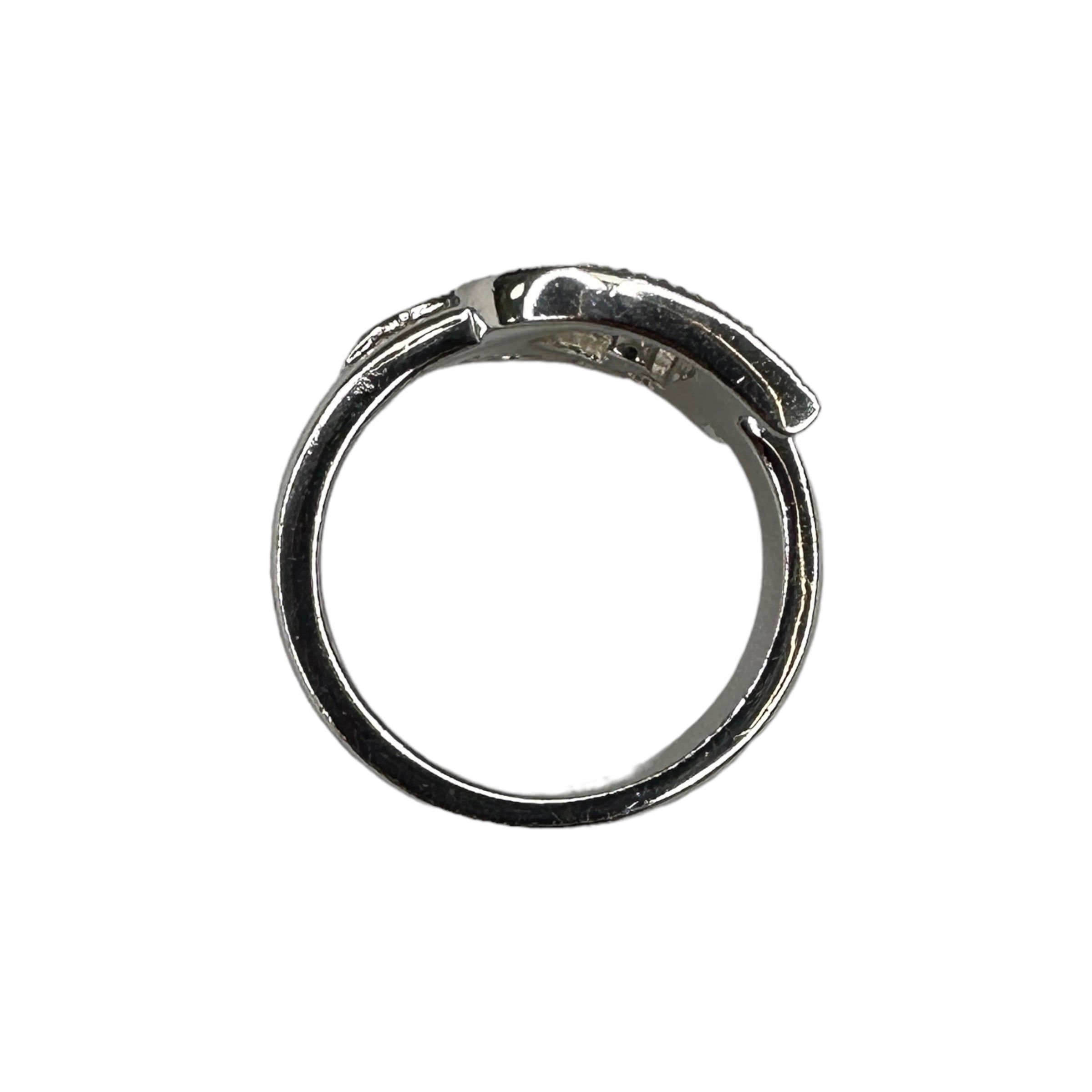 (8) DIOR RHINESTONE OBLIQUE LOGO RING - SILVER PLATED