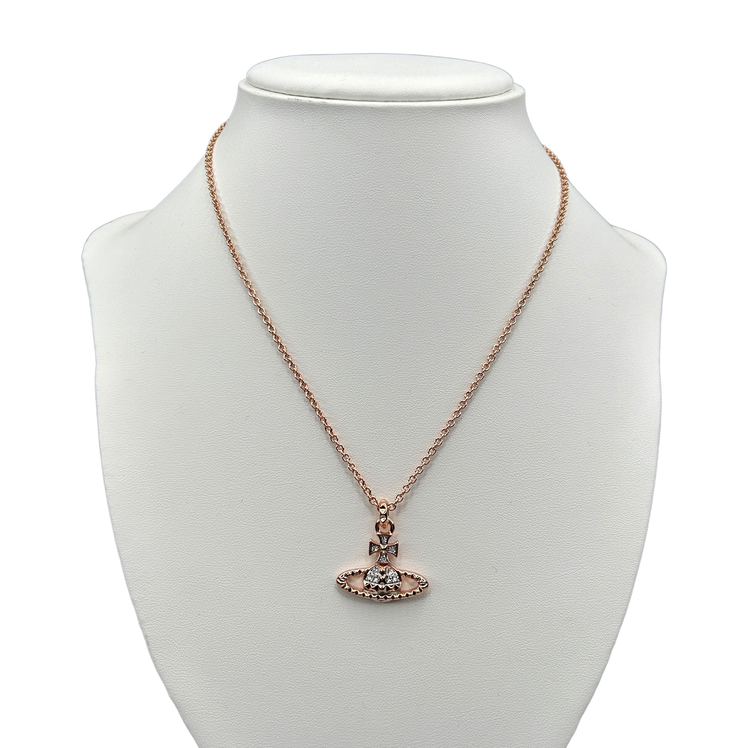 (NEW) VIVIENNE WESTWOOD ROSE-GOLD MAYFAIR BAS RELIEF NECKLACE 02HF