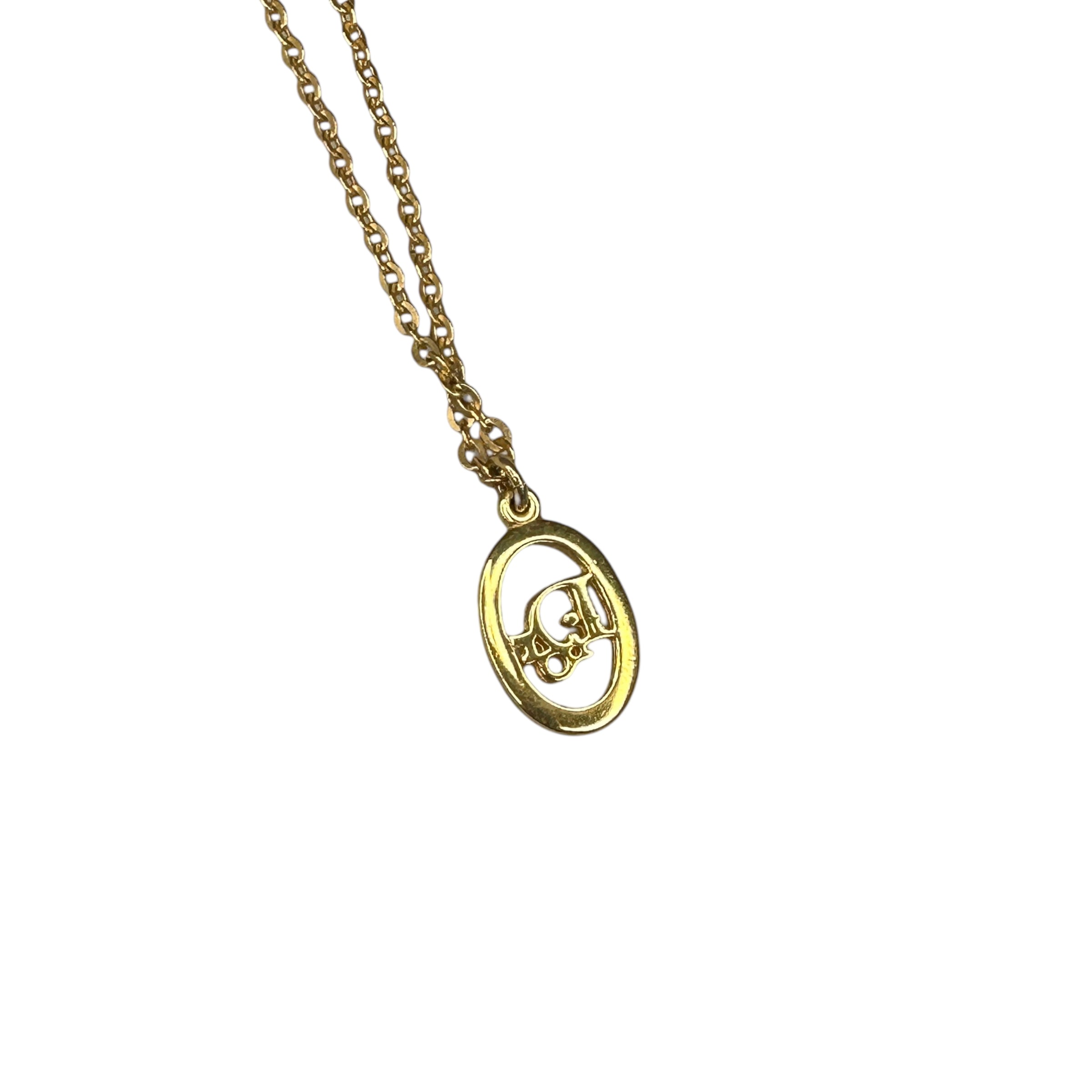 DIOR OVAL OBLIQUE PENDANT NECKLACE GOLD PLATED