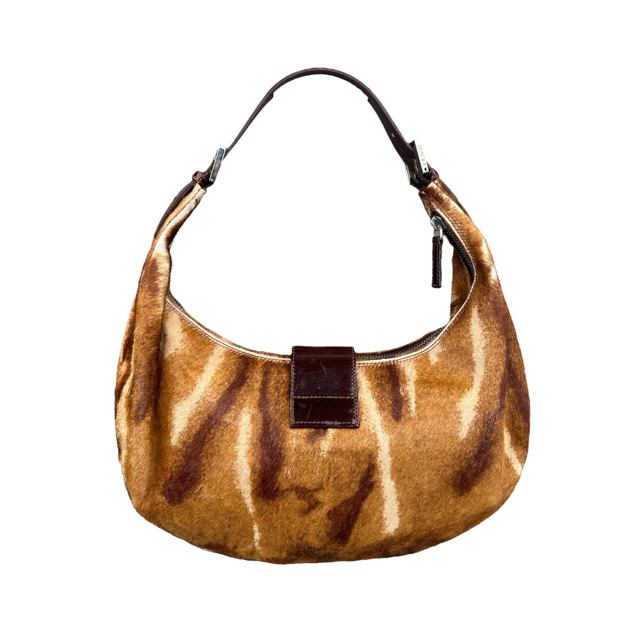 FENDI CALF HAIR CRESCENT SHOULDER BAG (REPLACEMENT HANDLE)