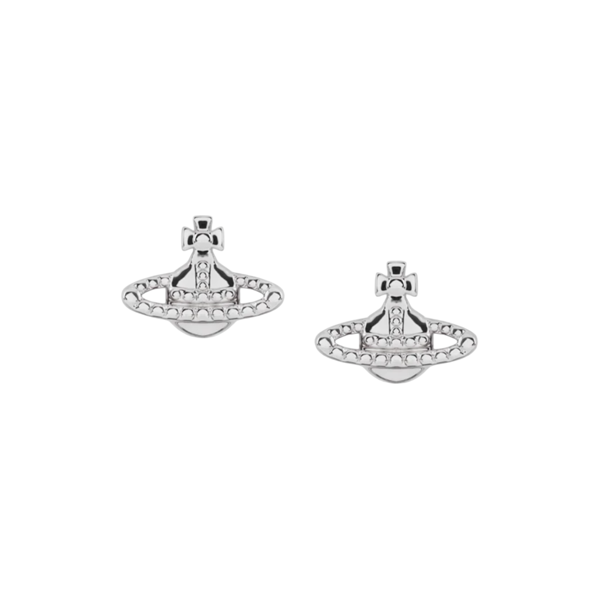 (NEW) VIVIENNE WESTWOOD FARAH STUD EARRINGS - PLATINUM (BRASS)