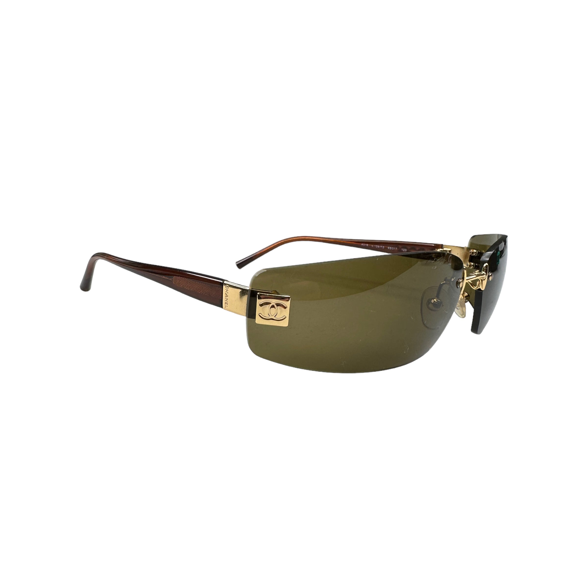 CHANEL C.139/73 RIMLESS SUNGLASSES - GOLD / BROWN