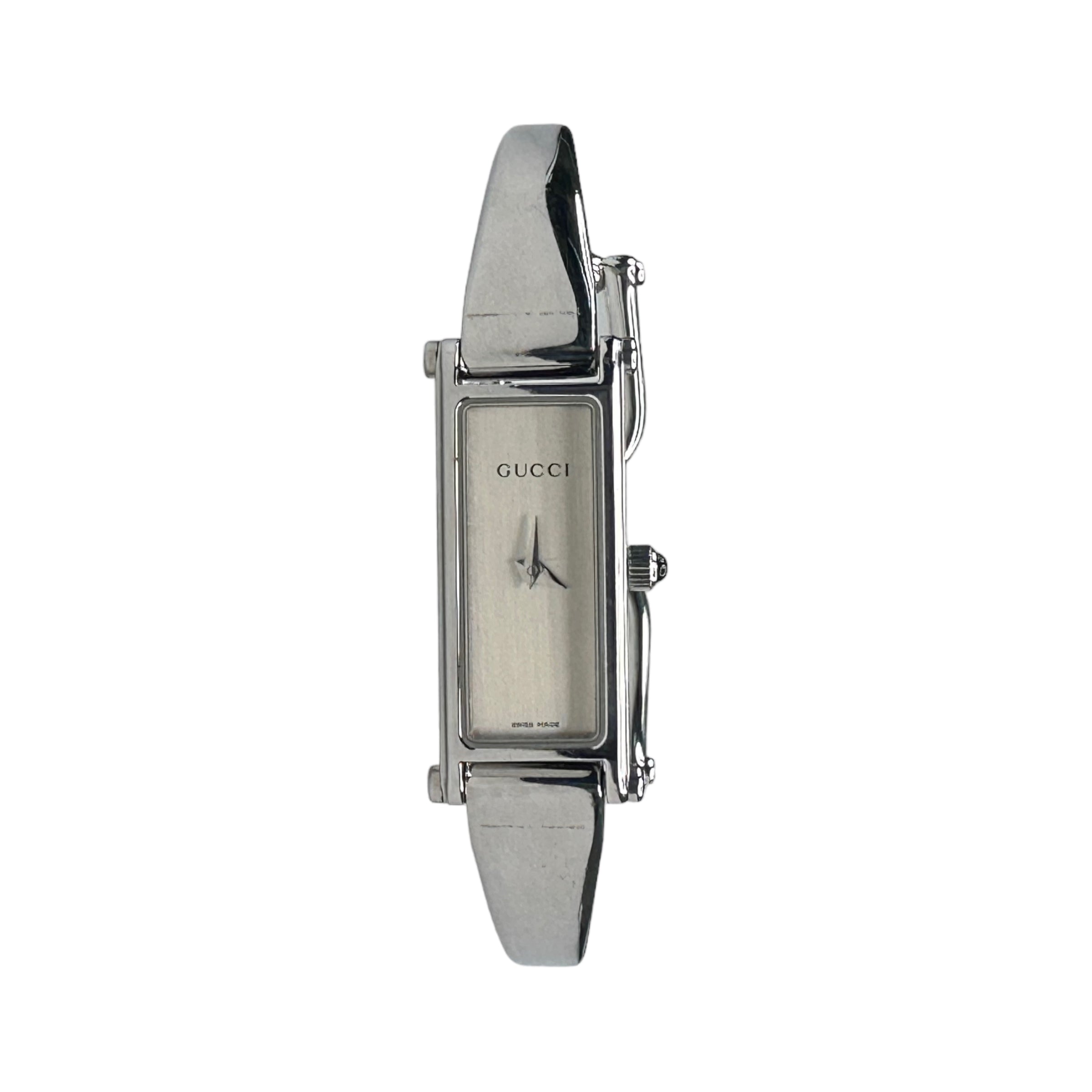 GUCCI 1500L SILVER / OFF-WHITE FACE WATCH