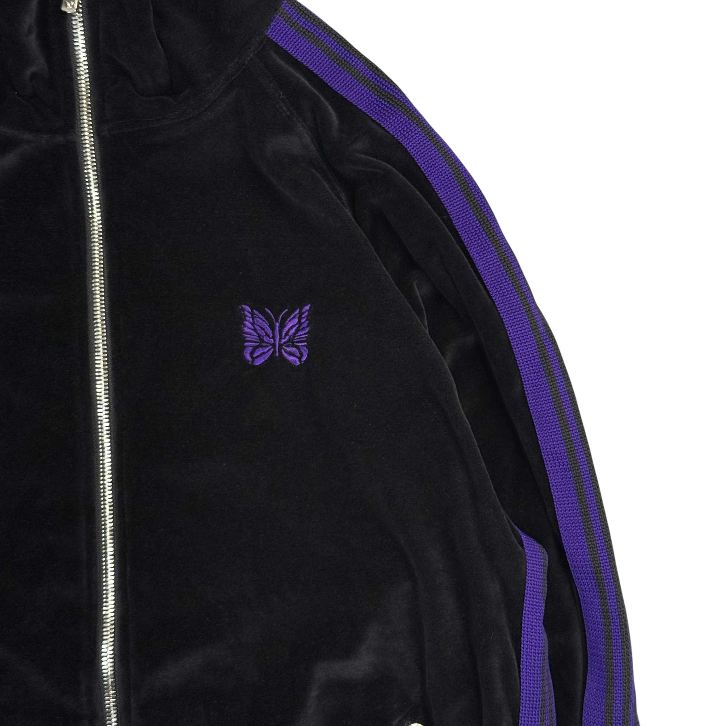 (NEW) NEEDLES H.D VELOUR TRACK JACKET - BLACK / PURPLE