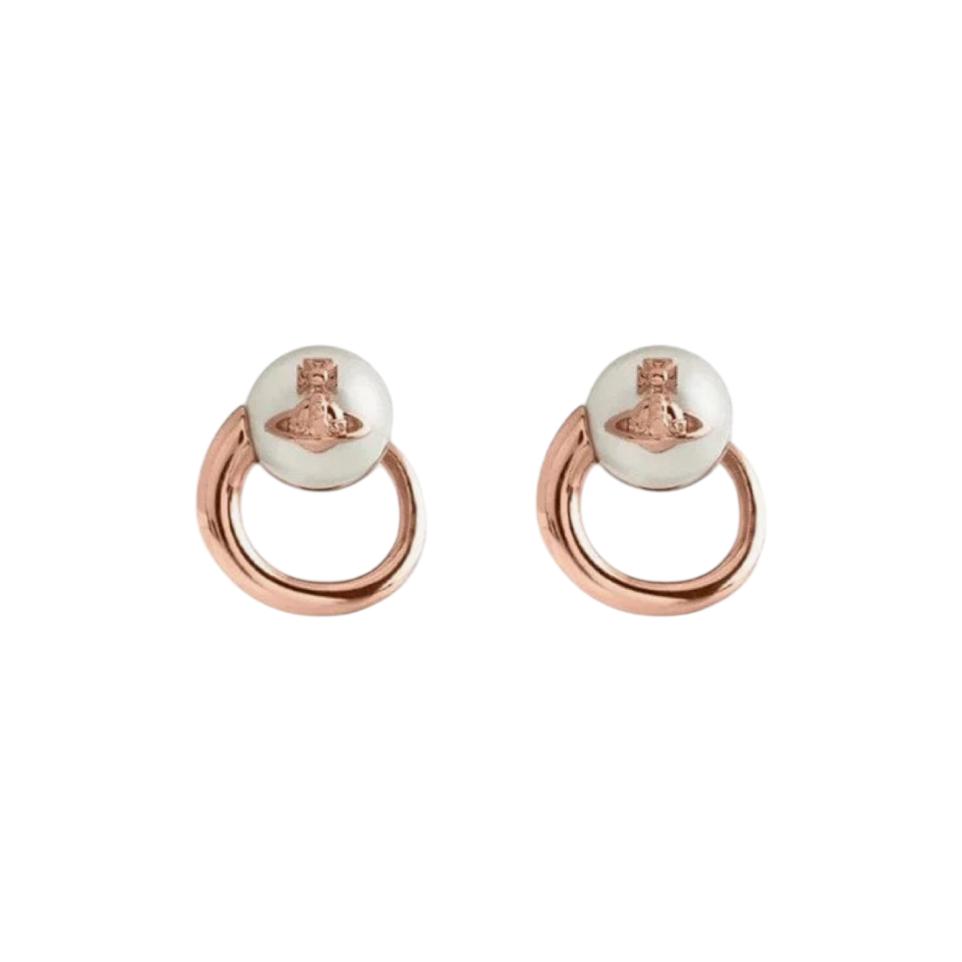 (NEW) VIVIENNE WESTWOOD CAROLA EARRINGS - PINK GOLD (BRASS)