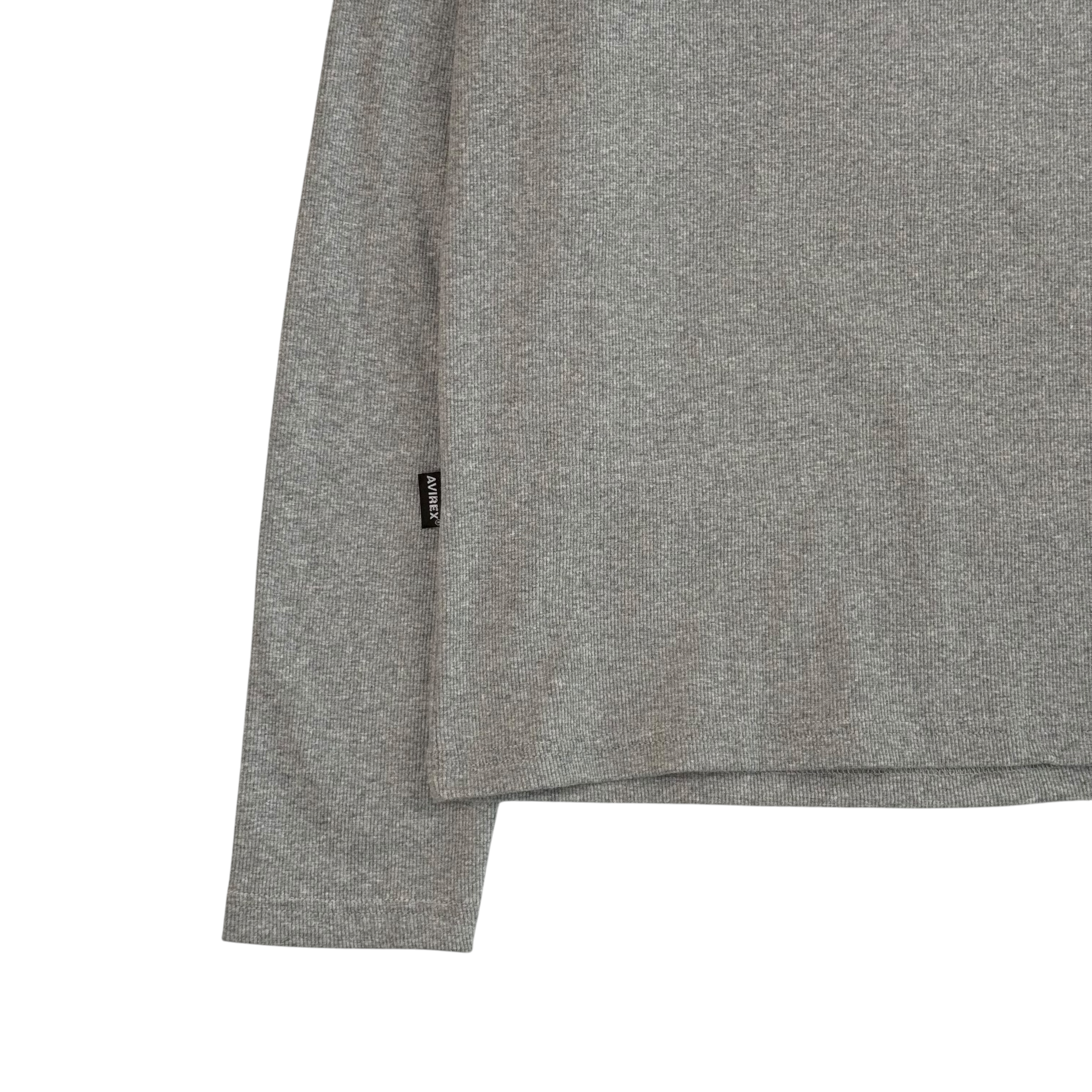 (NEW) AVIREX RIBBED EVERYDAY V-NECK LONG SLEEVE - GREY