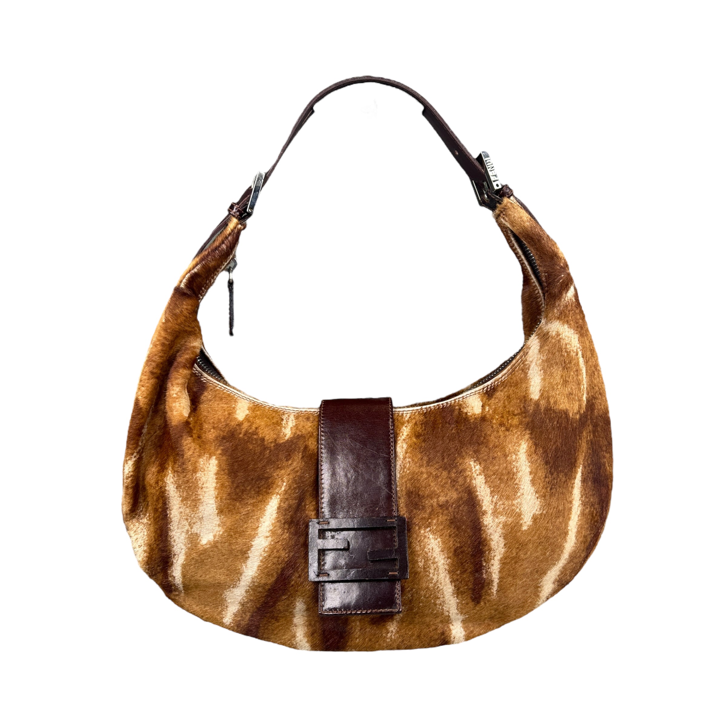 FENDI CALF HAIR CRESCENT SHOULDER BAG (REPLACEMENT HANDLE)