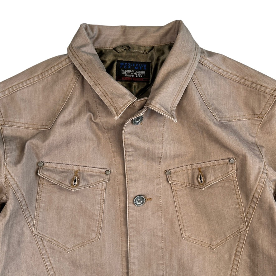 (48) NICOLE CLUB FOR MEN TRUCKER DENIM JACKET - BEIGE