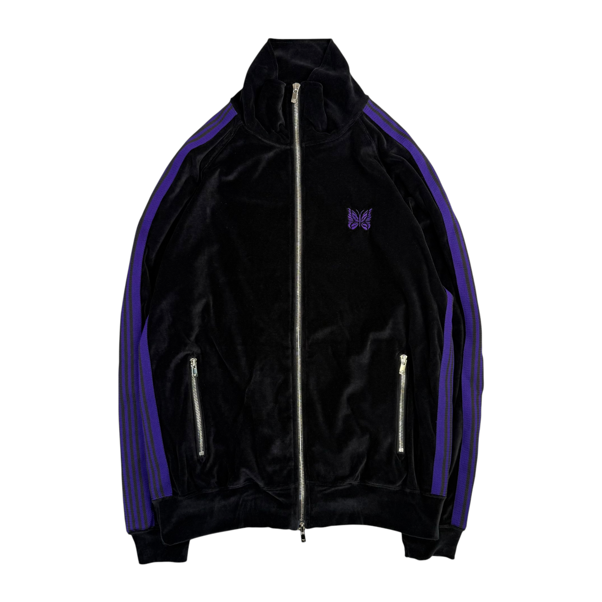 (NEW) NEEDLES H.D VELOUR TRACK JACKET - BLACK / PURPLE