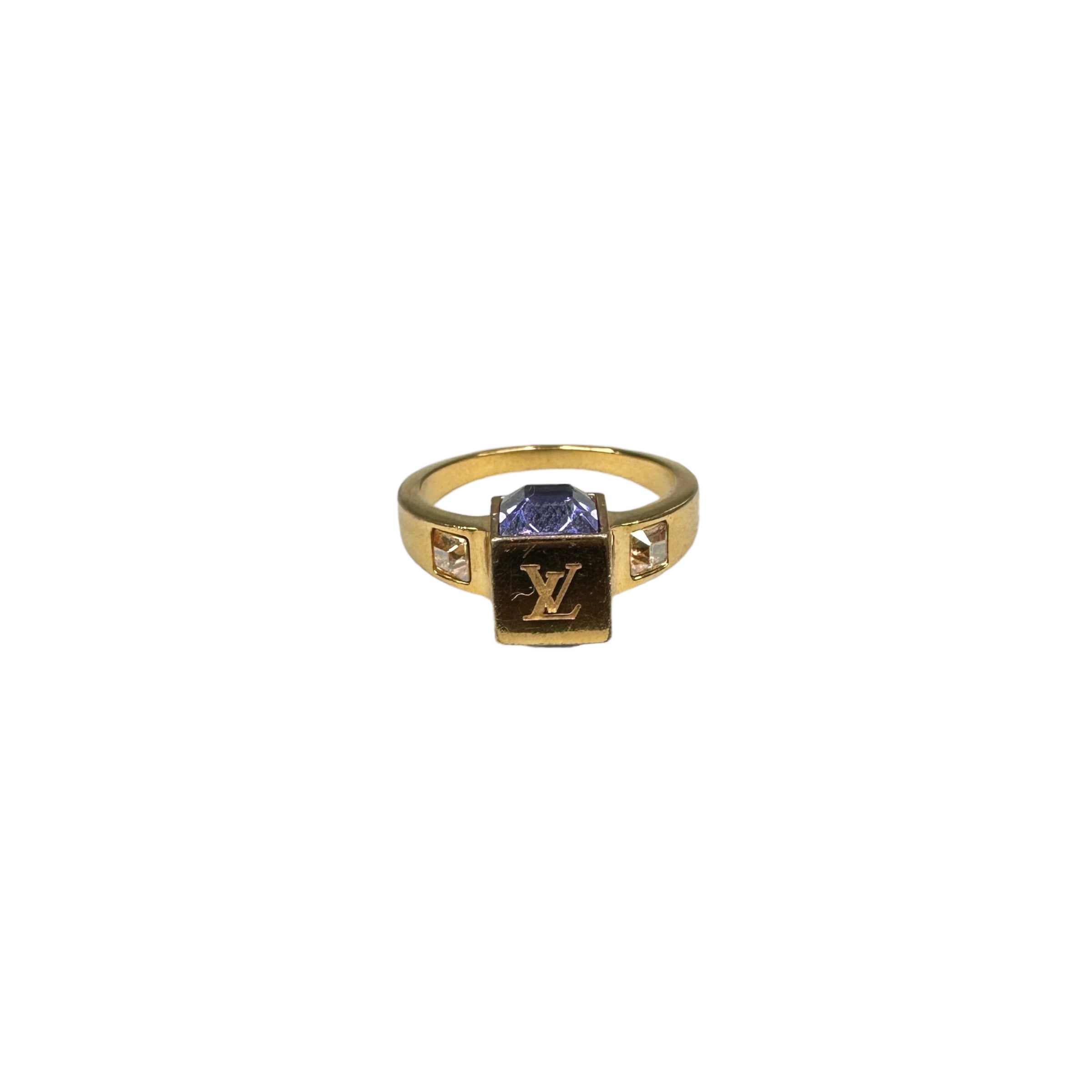 LOUIS VUITTON  GAMBE STONE RING - GOLD PLATED PURPLE