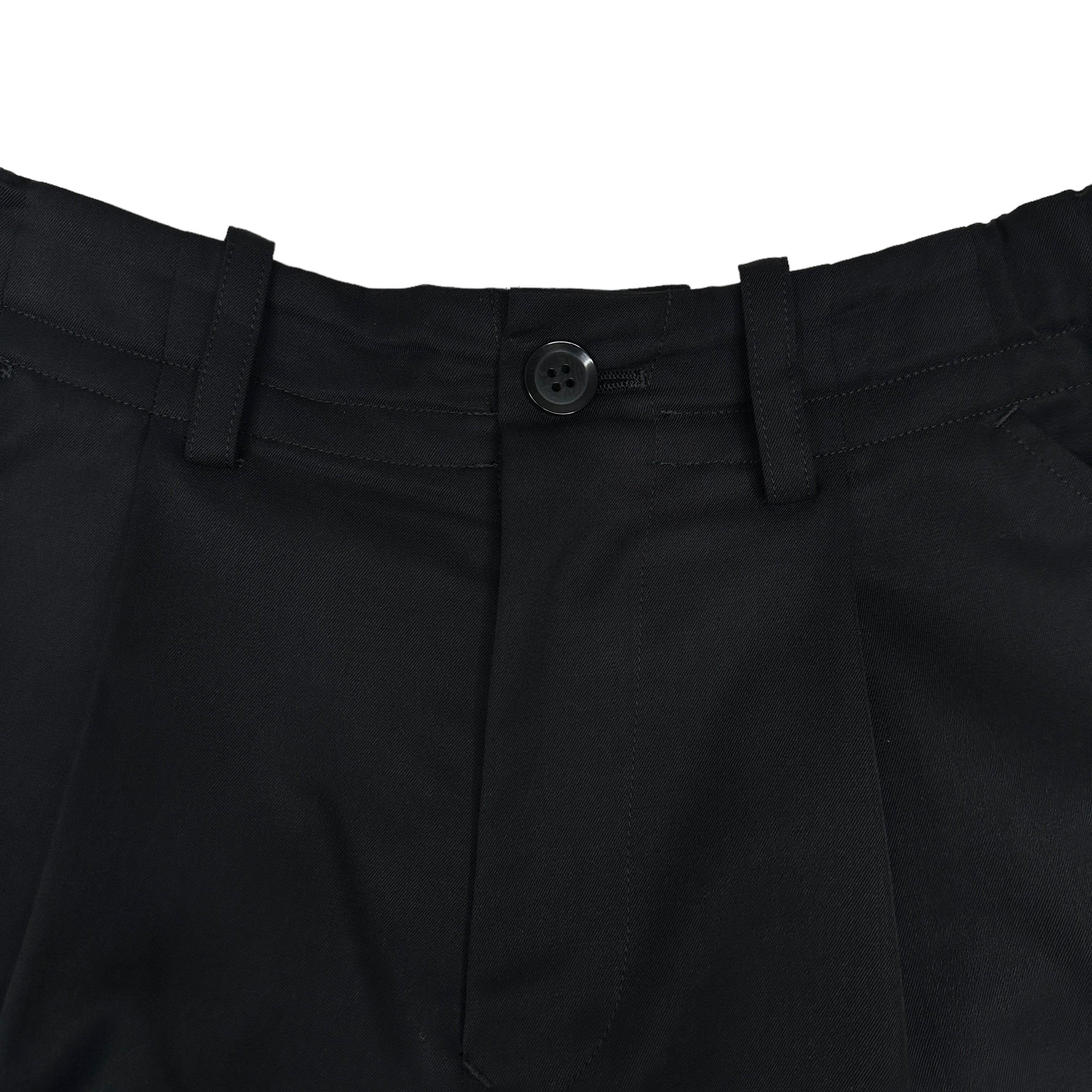 Y'S YOHJI YAMAMOTO WOOLLEN LONG SHORTS - BLACK