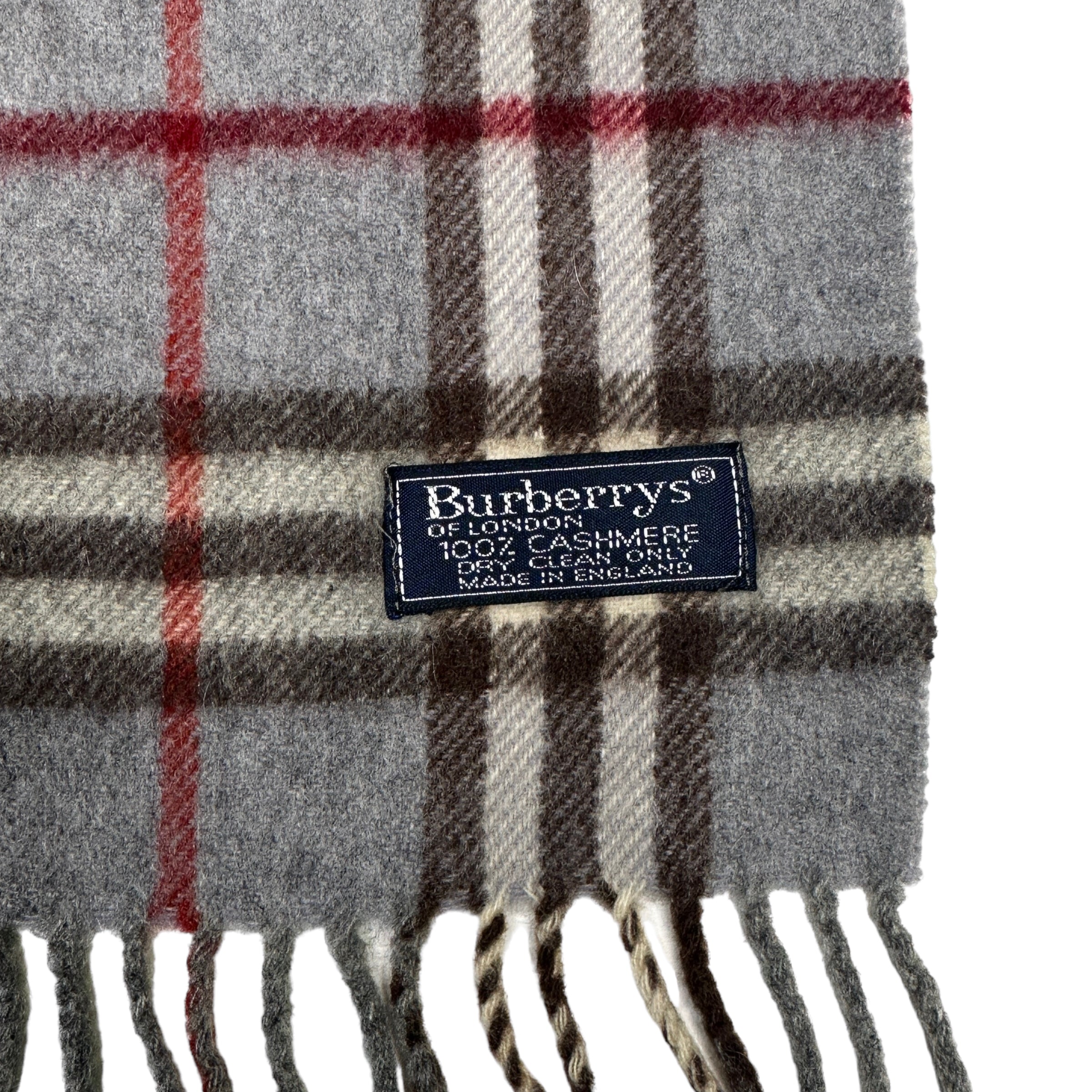 BURBERRY CASHMERE GREY CHECKERED SCARF