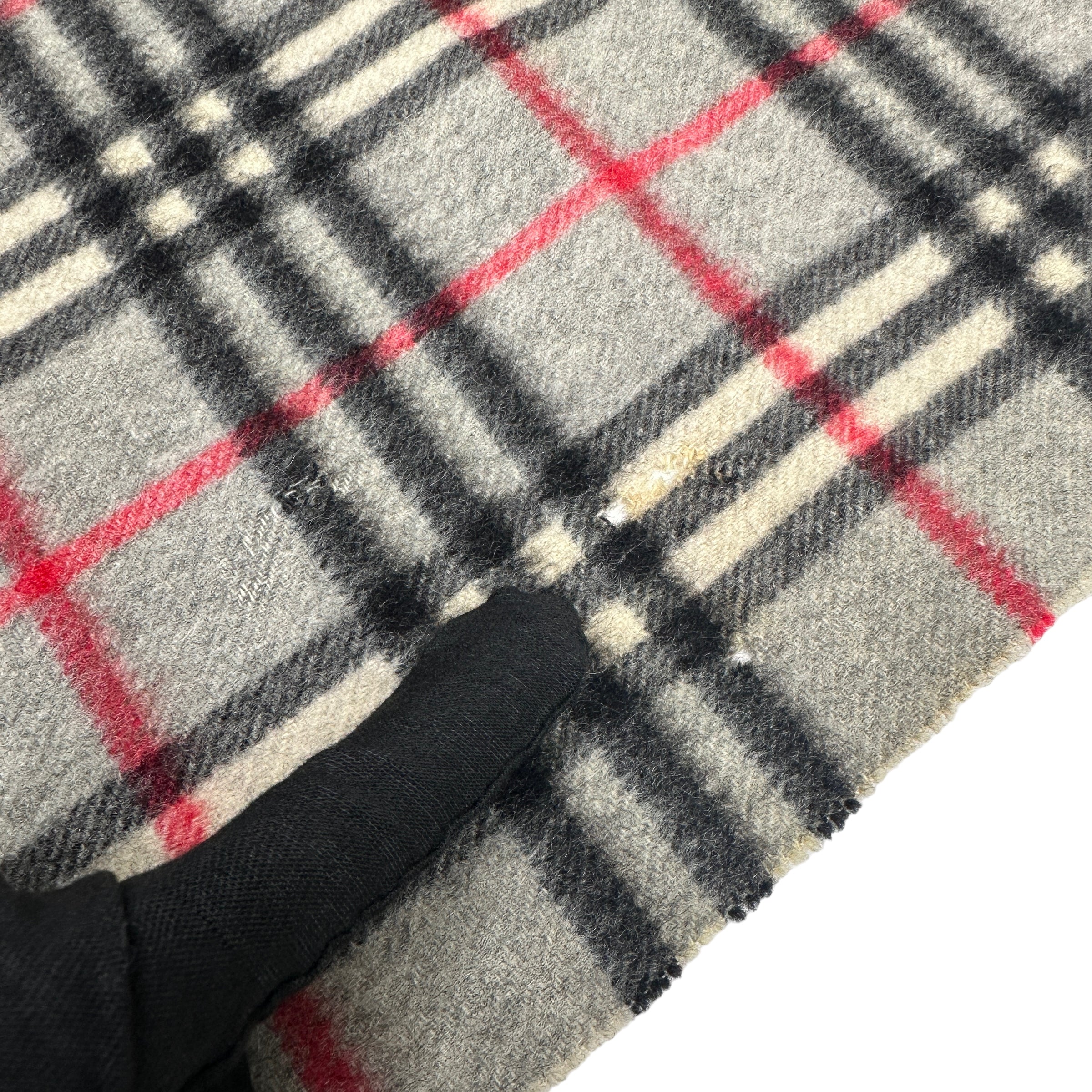 BURBERRY GREY CASHMERE CHECKERED SCARF