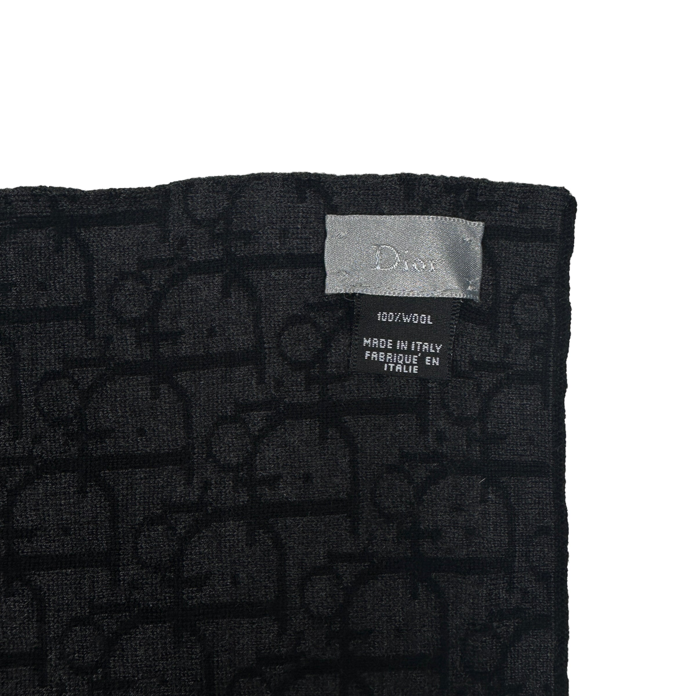 DIOR BLACK / GREY OBLIQUE MONOGRAM WOOLLEN SCARF