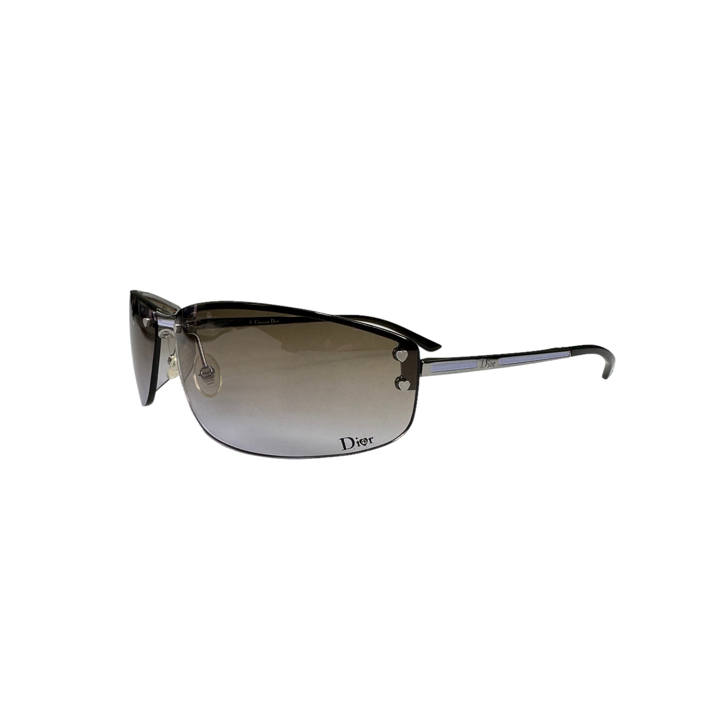 DIOR "DIORCHARM 2" RIMLESS SUNGLASSES W/ HEART ACCENTS