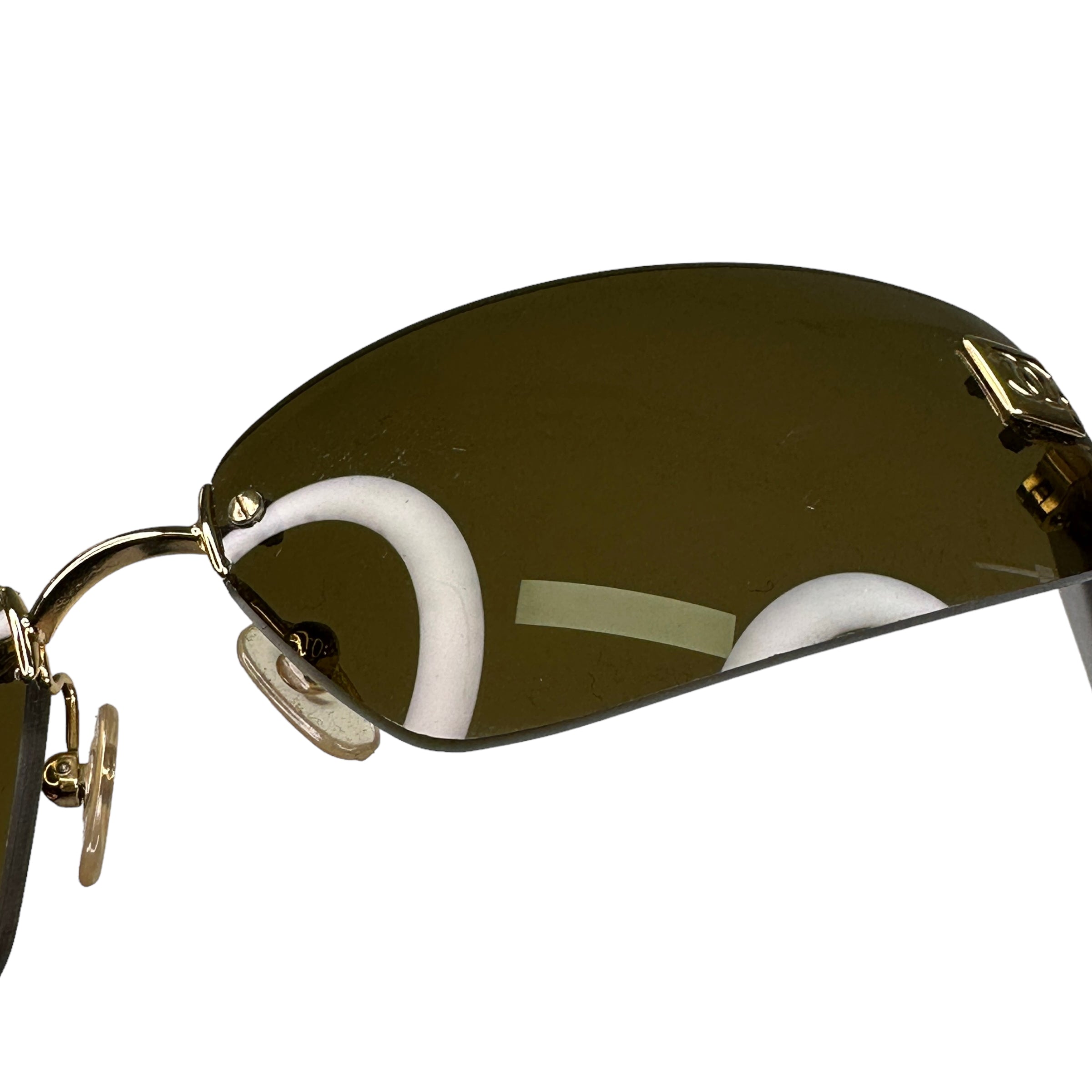 CHANEL C.139/73 RIMLESS SUNGLASSES - GOLD / BROWN