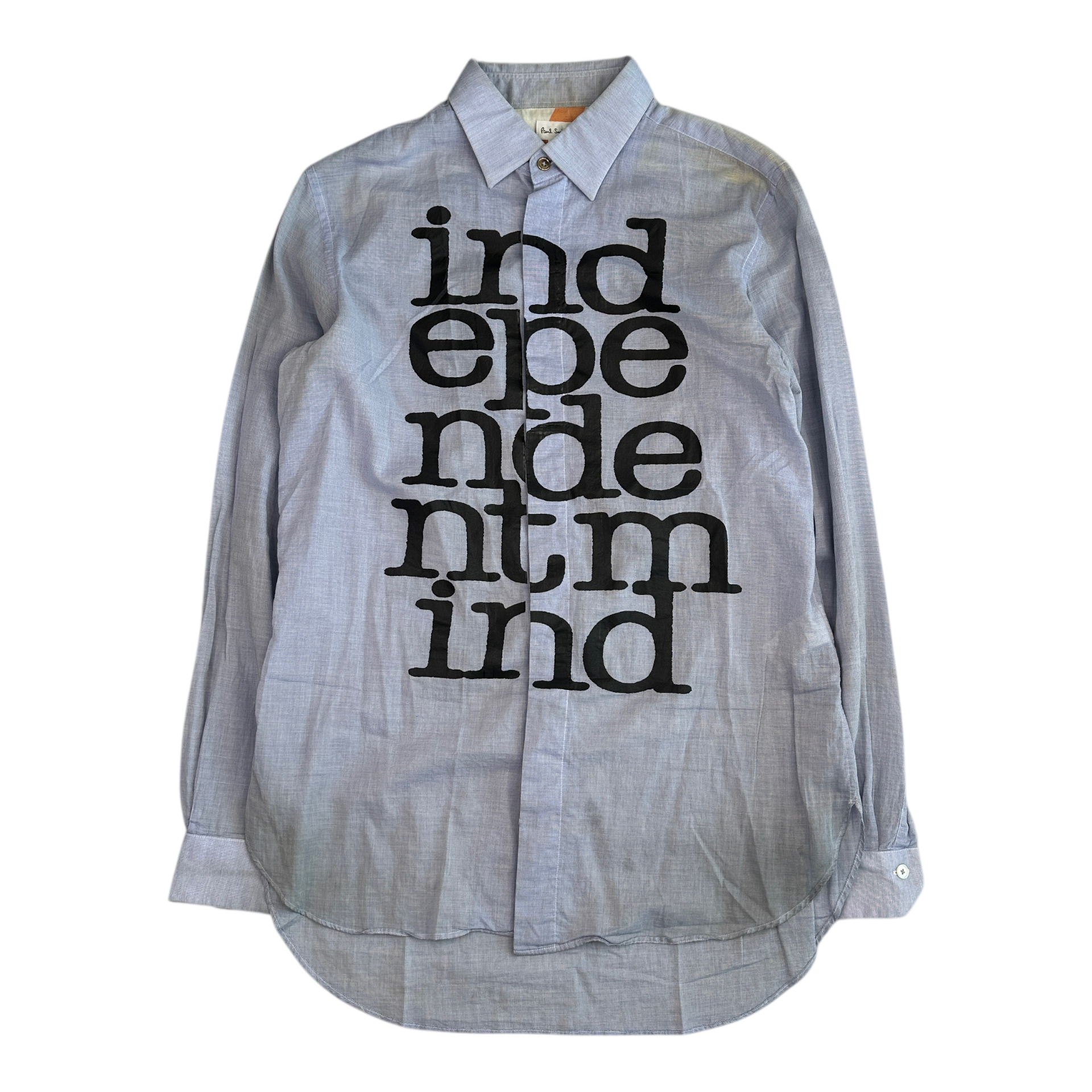 (L) PAUL SMITH SS16 INDEPENDANT MIND BUTTON UP SHIRT - BLUE