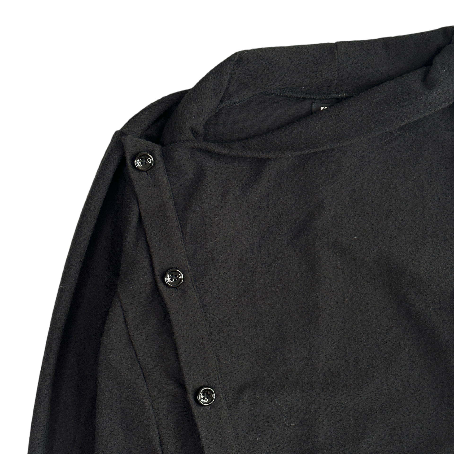 (S) SEMANTIC DESIGN AYSMMETRIC BUTTON-UP JACKET - BLACK